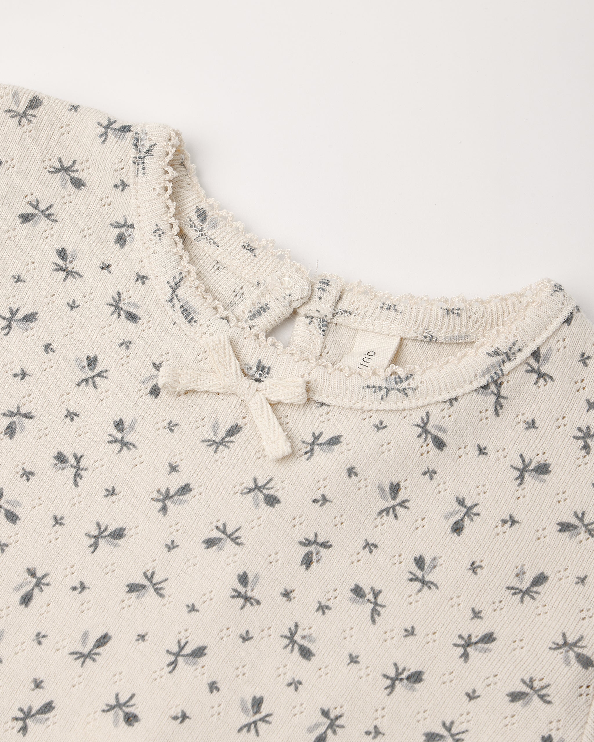 Pointelle Long Sleeve Tee + Legging - Blue Ditsy Natural