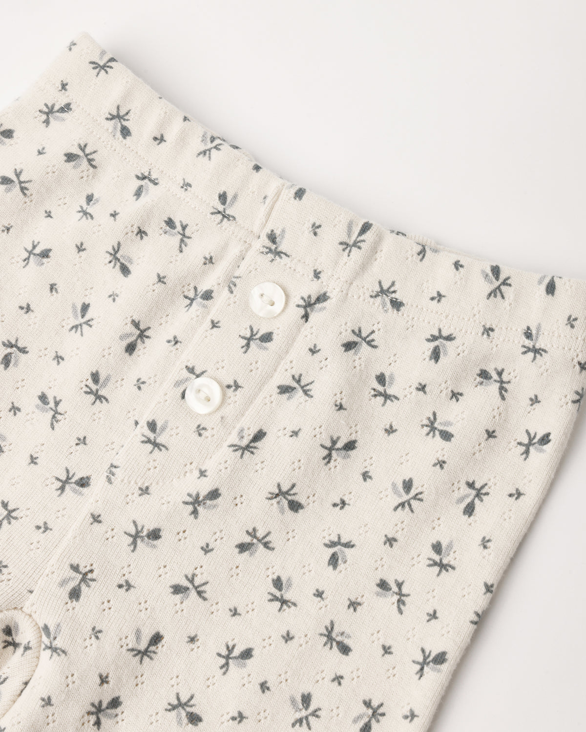 Pointelle Long Sleeve Tee + Legging - Blue Ditsy Natural