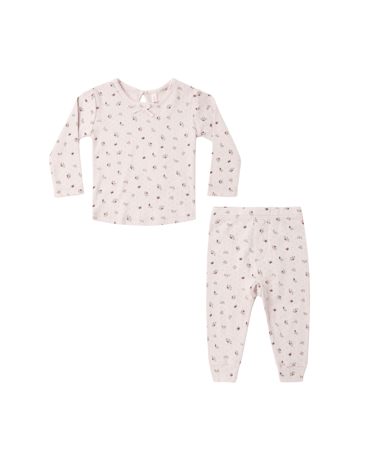 Pointelle Long Sleeve Tee + Legging - Heart Ditsy Lilac