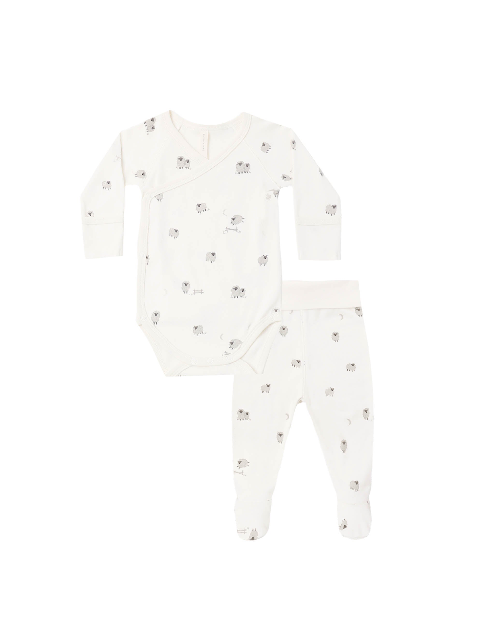 Side Snap Bodysuit + Pant Set Sheep - Ivory