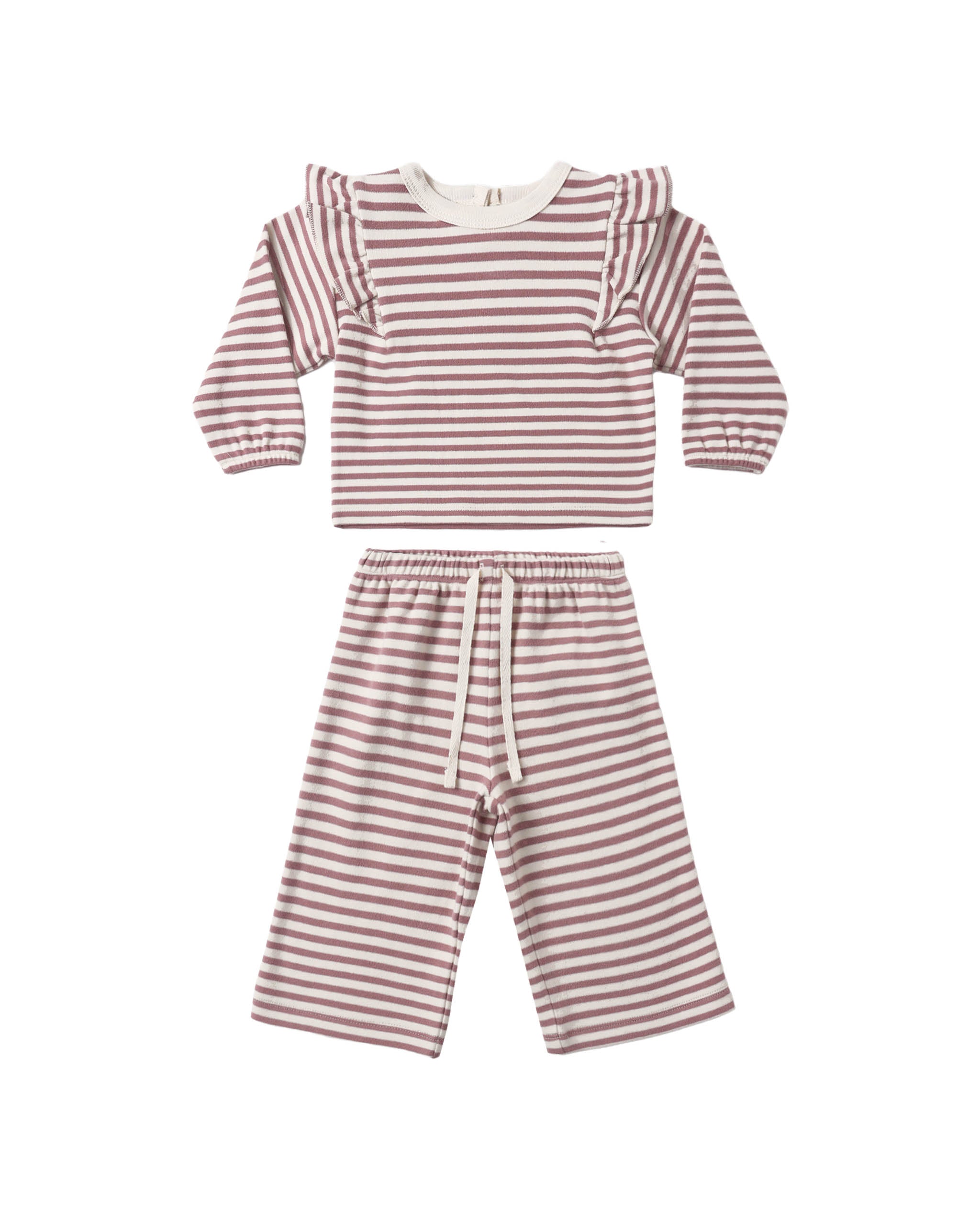 Ruffle Cozy Set - Mulberry Stripe