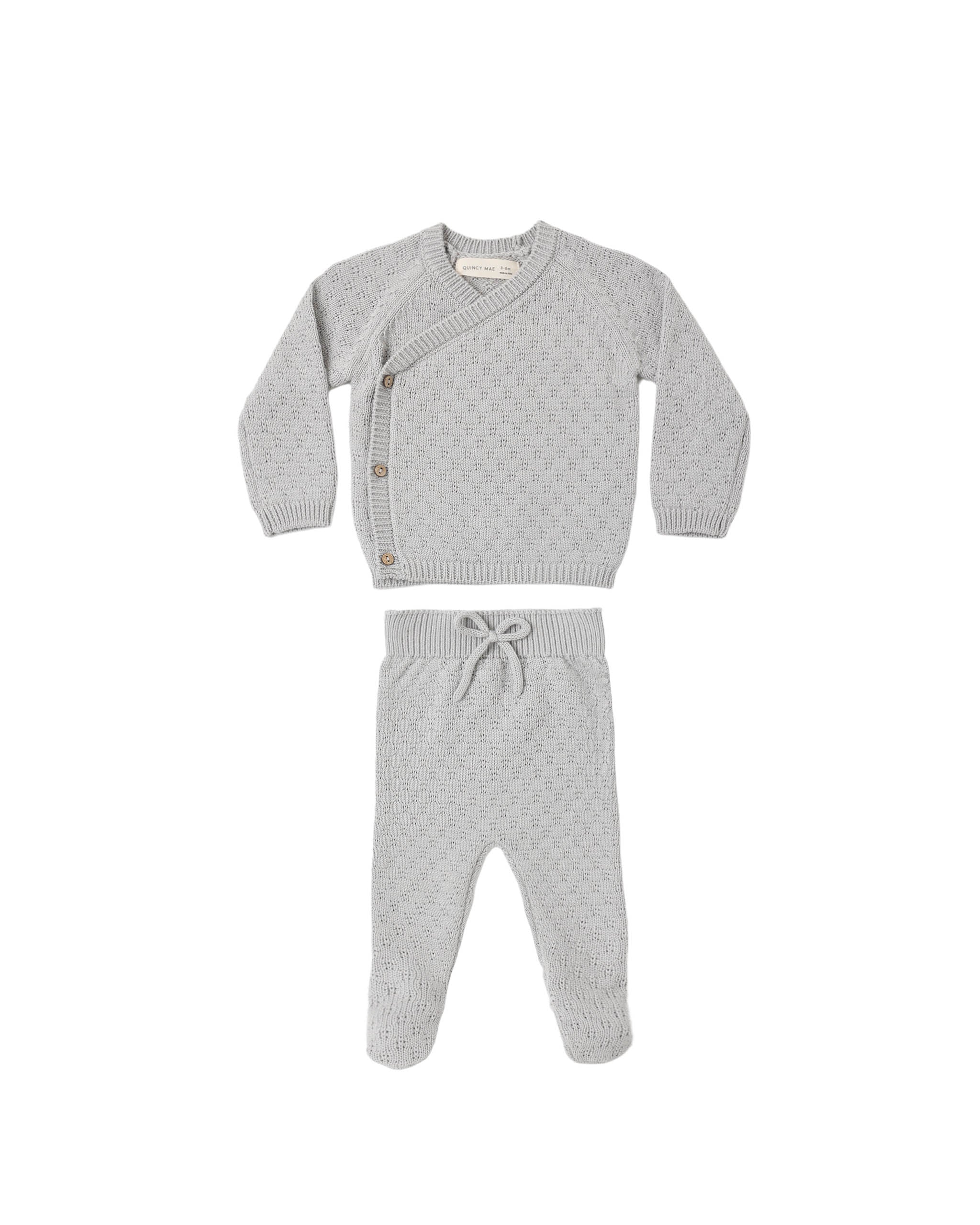 Knit Wrap Top + Pant Set - Cloud