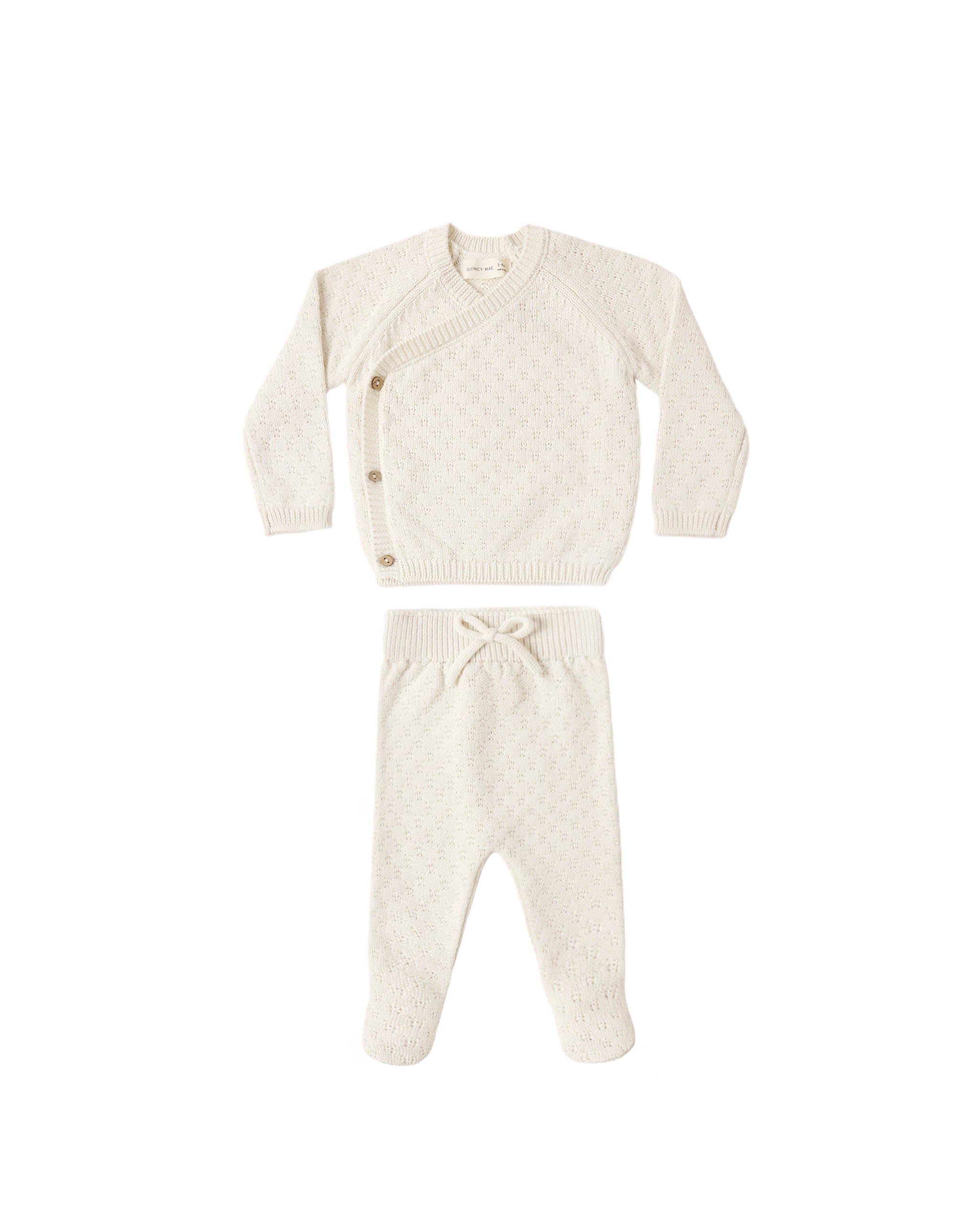 Knit Wrap Top + Pant Set - Natural