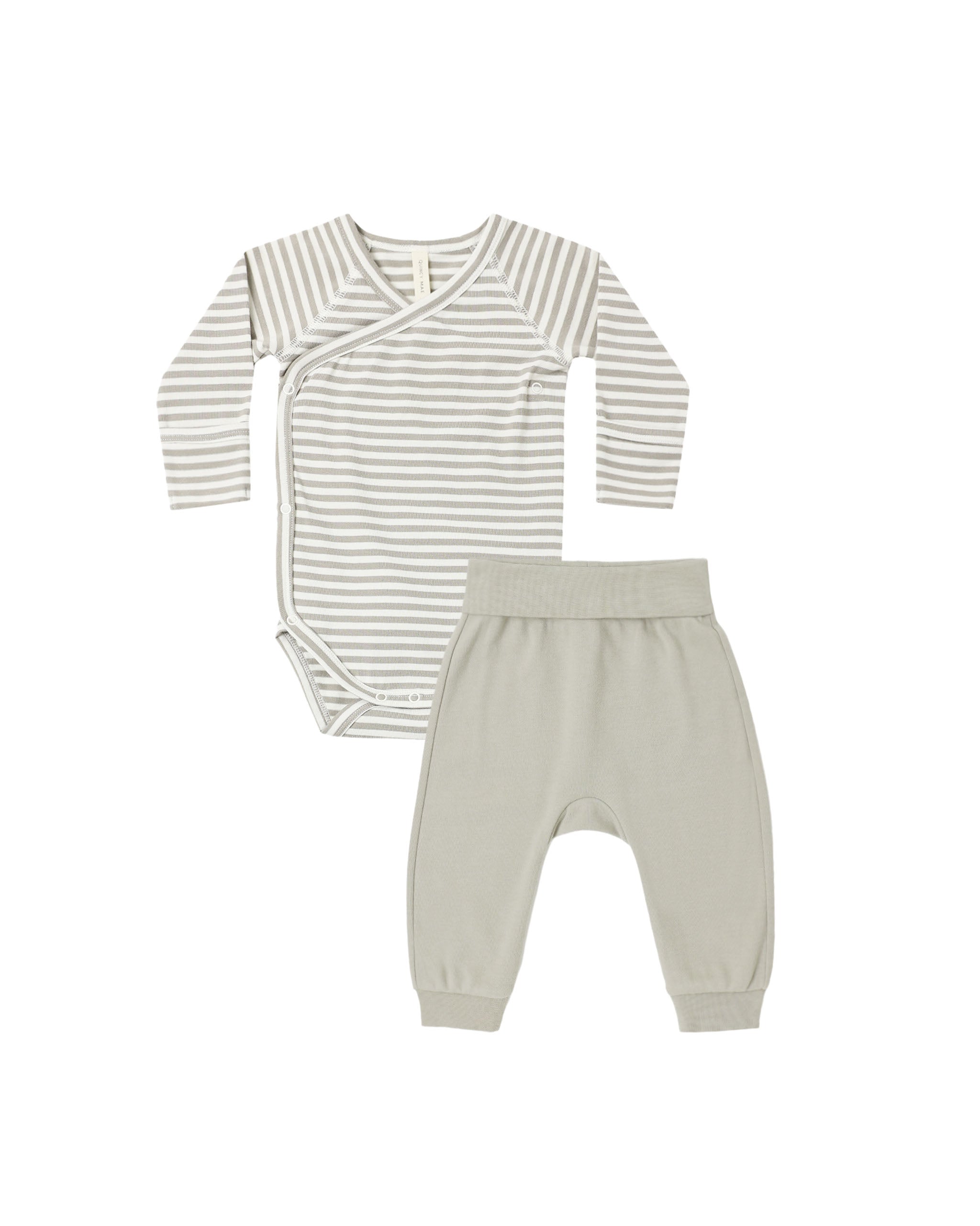 Side Snap Bodysuit + Pant Set - Laurel Stripe