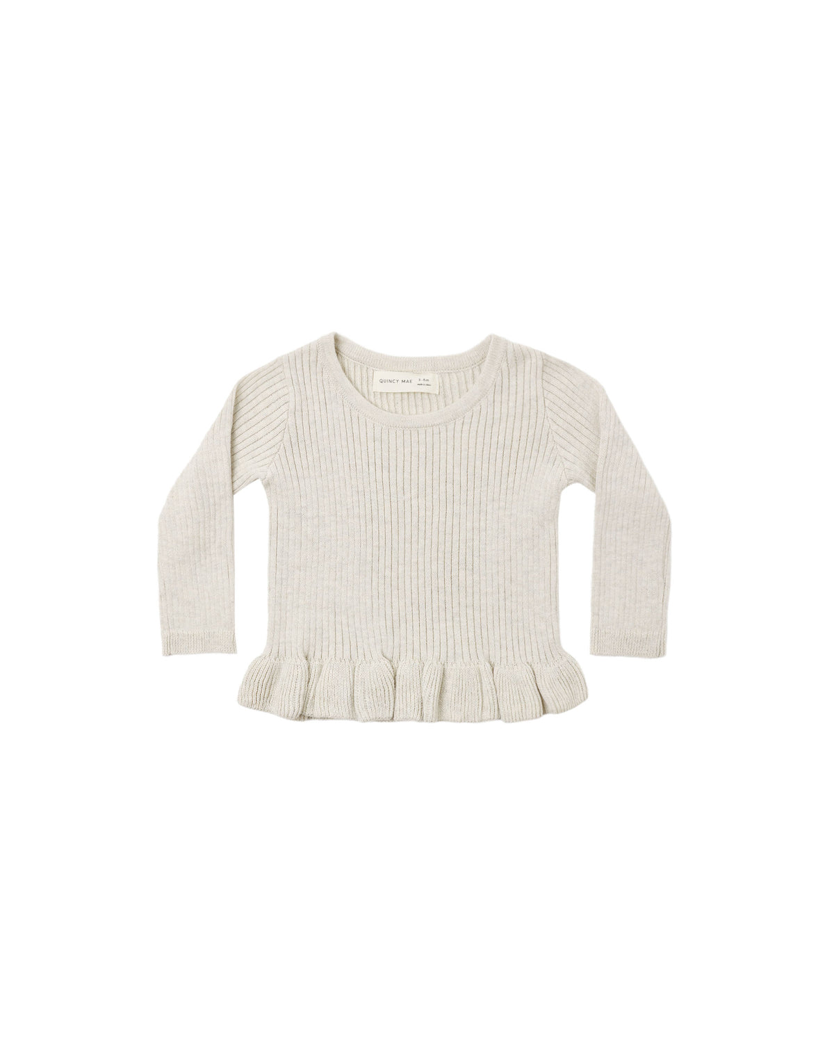 Rib Knit Peplum Top & Pants- Oatmeal