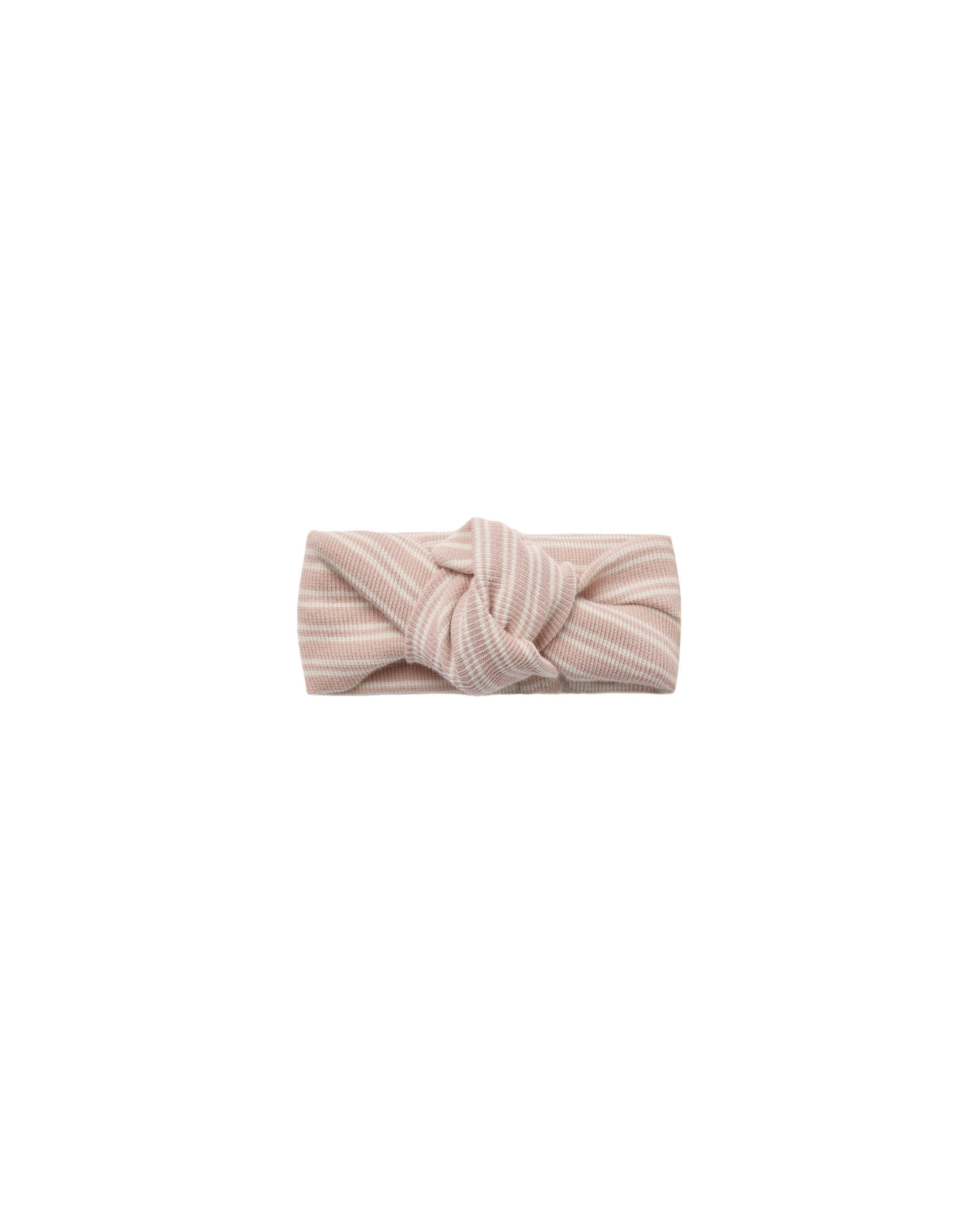 Ribbed Knotted Headband - Dusty Rose Microstripe