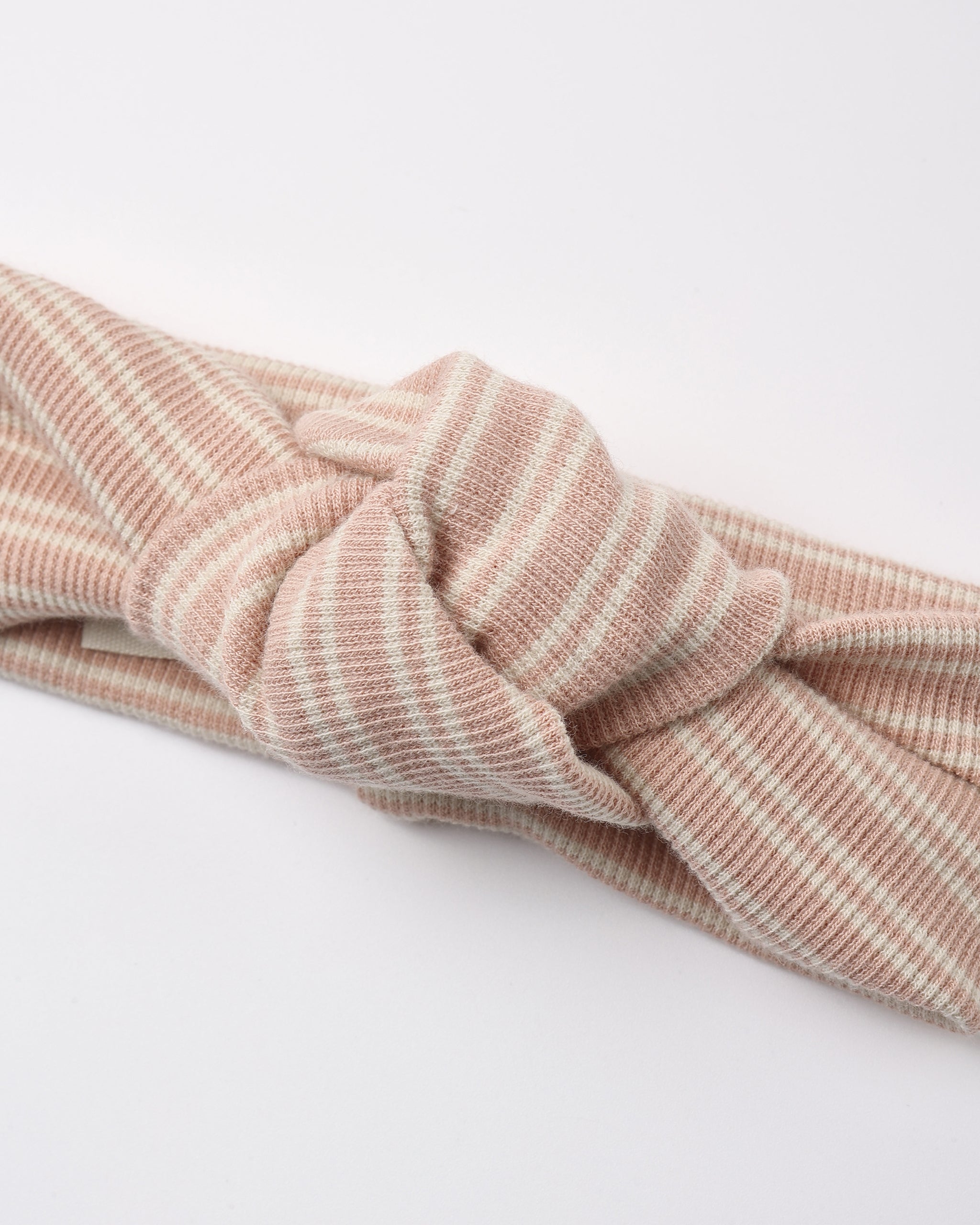 Ribbed Knotted Headband - Dusty Rose Microstripe