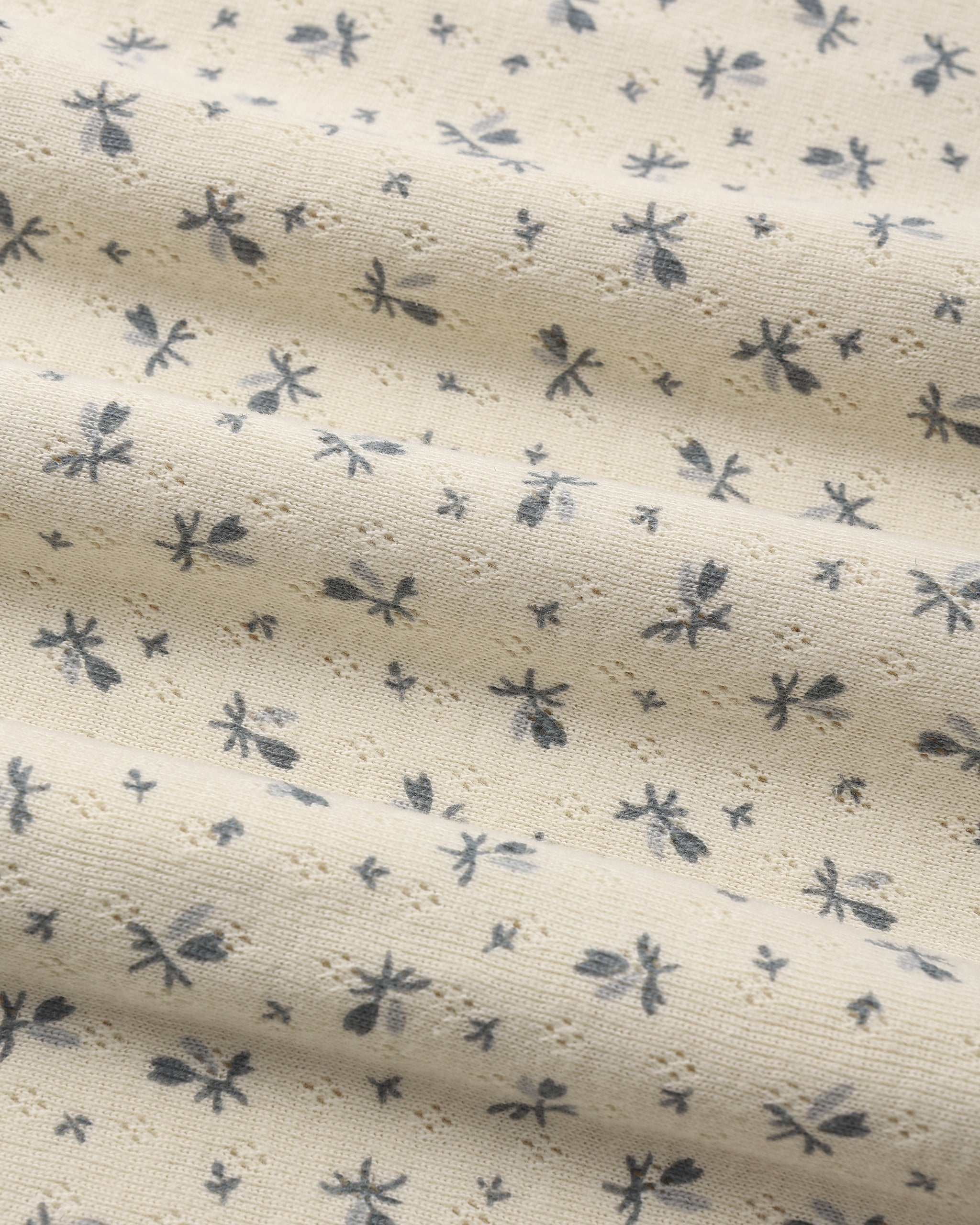 Pointelle Baby Blanket - Blue Ditsy Natural