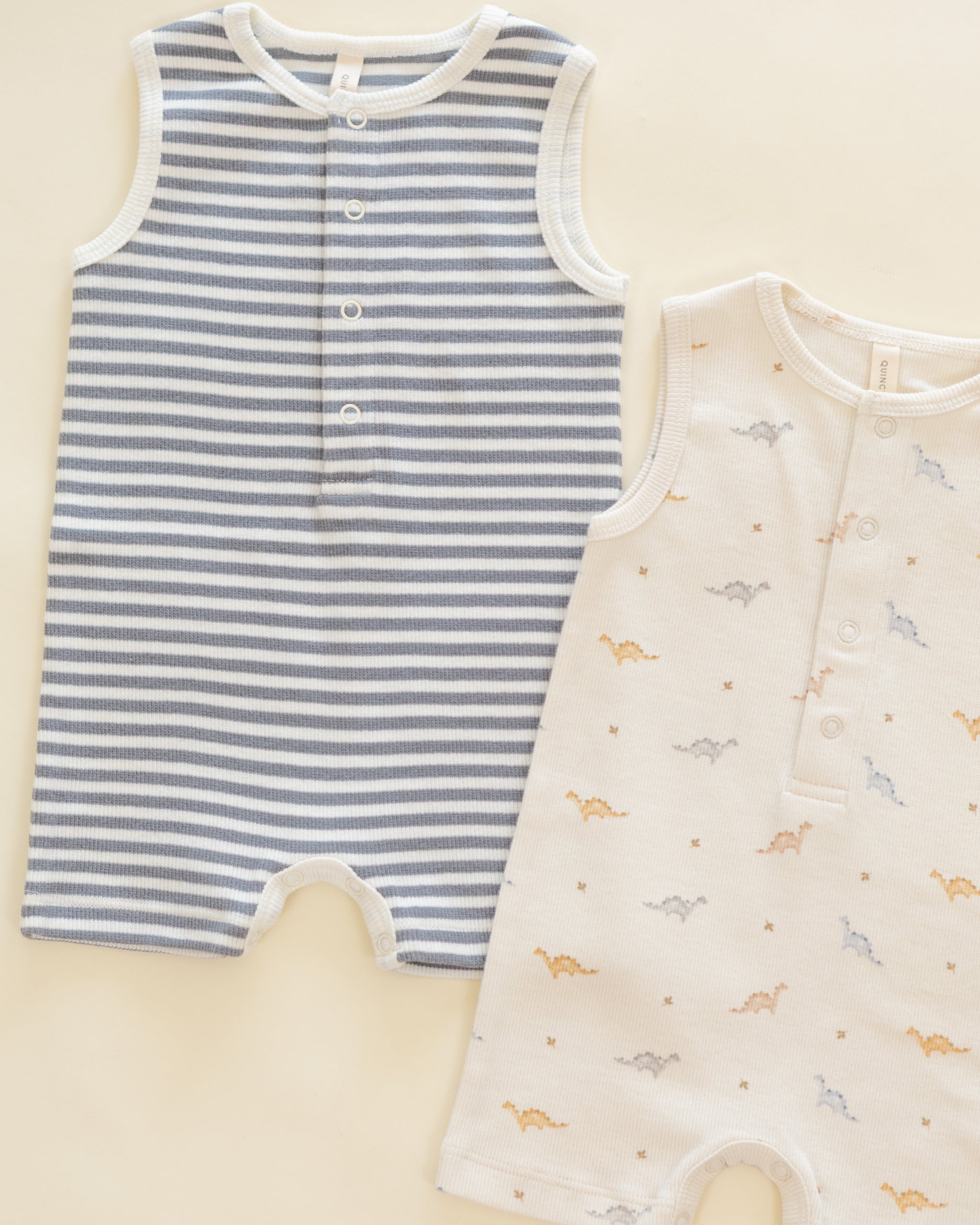 Ribbed Henley Romper || Ocean Stripe