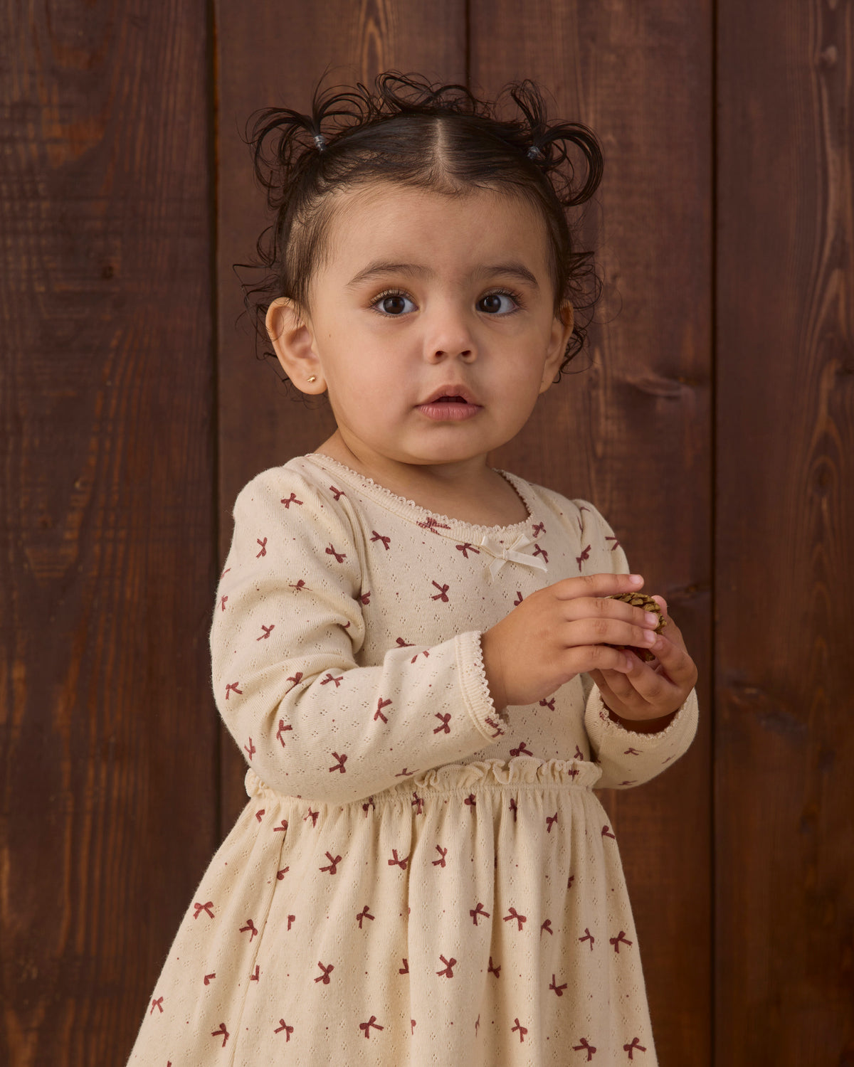 Alda Dress Red Bows - Natural