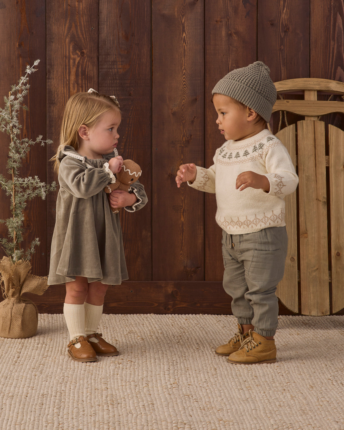 Velour Baby Dress - Spruce