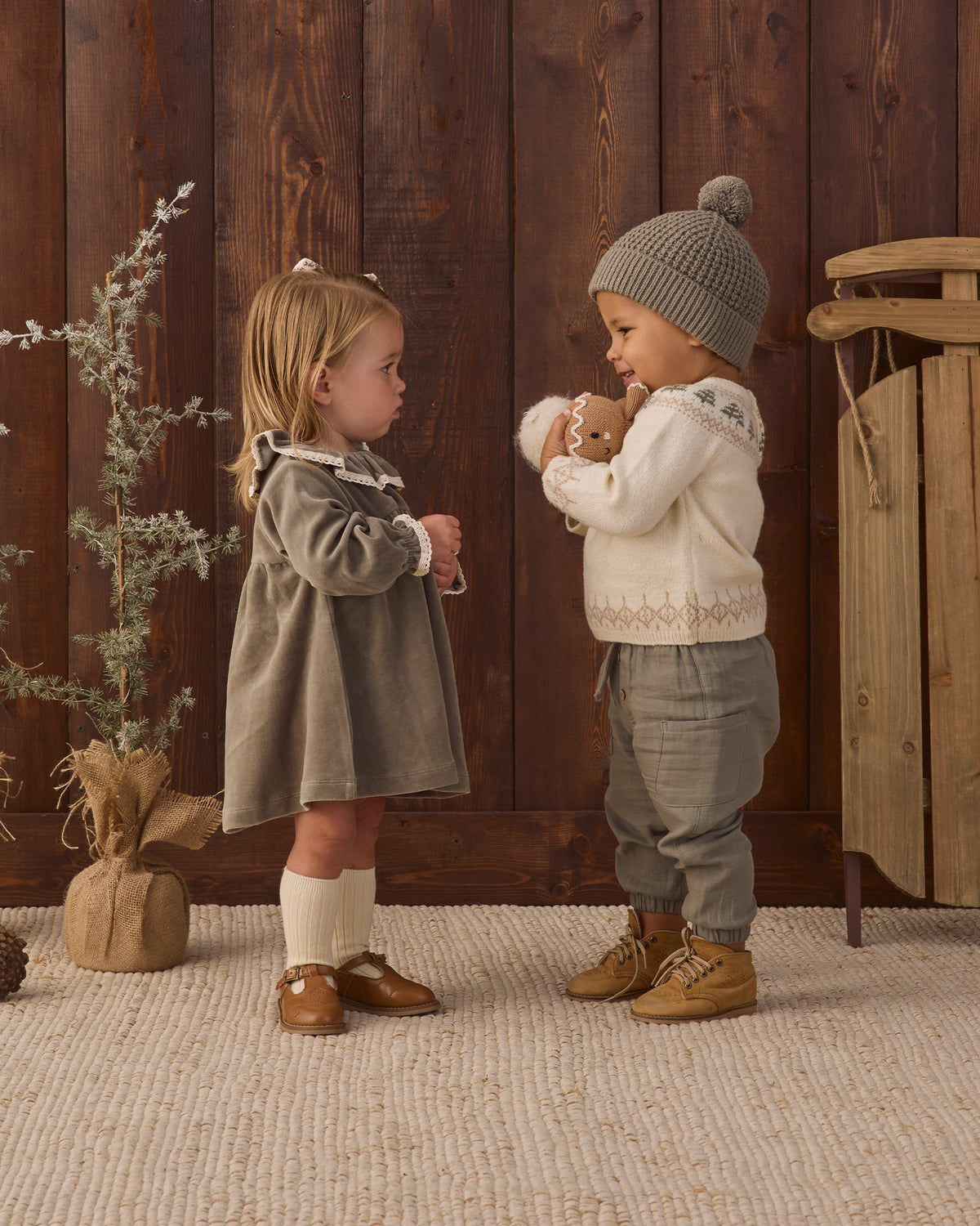 Velour Baby Dress - Spruce
