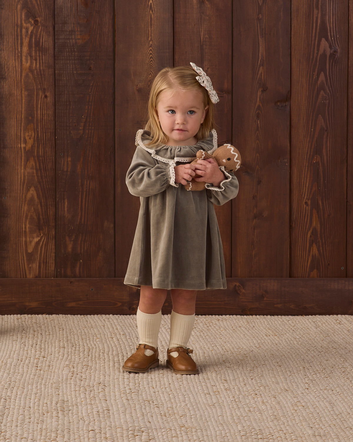 Velour Baby Dress - Spruce