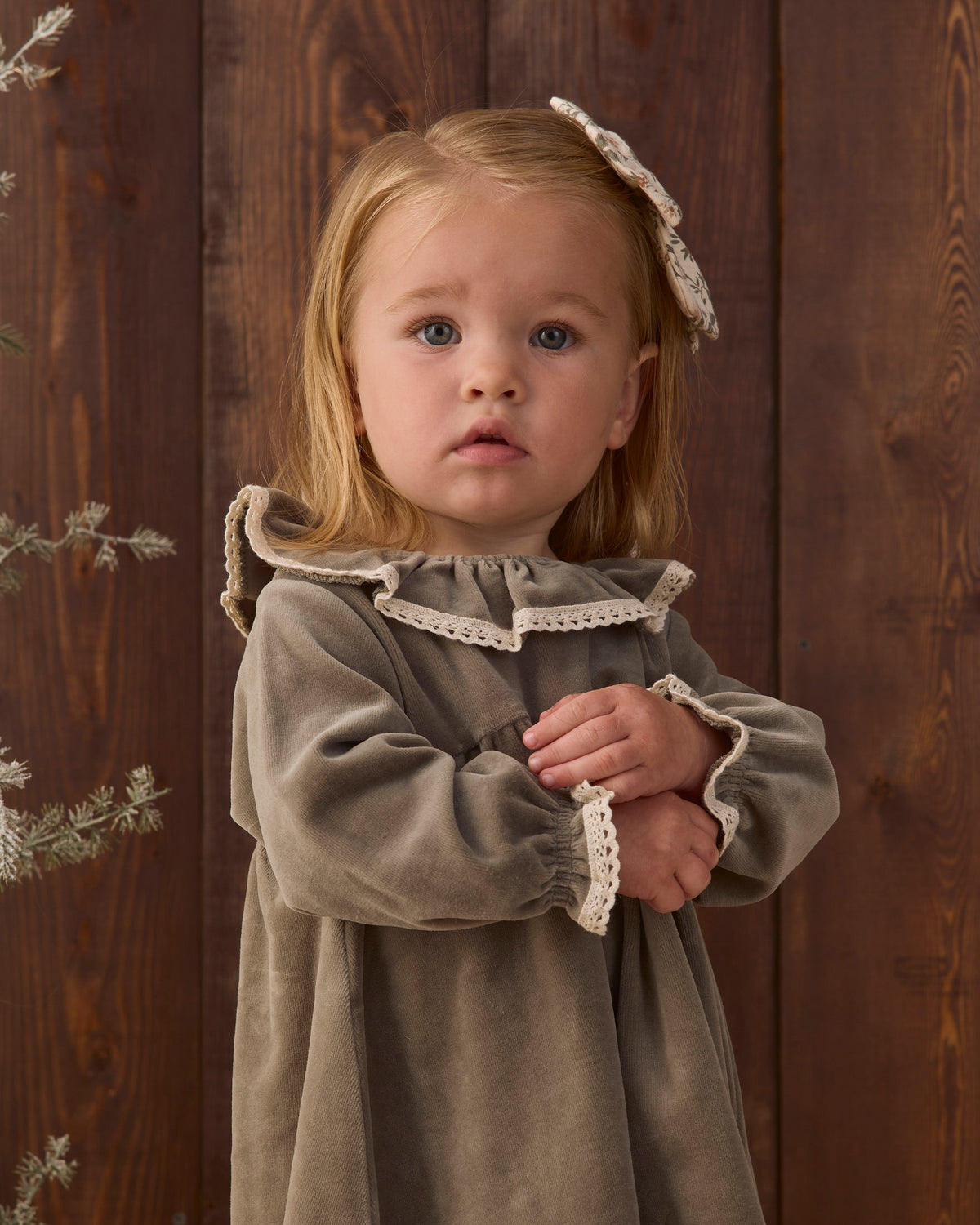 Velour Baby Dress - Spruce