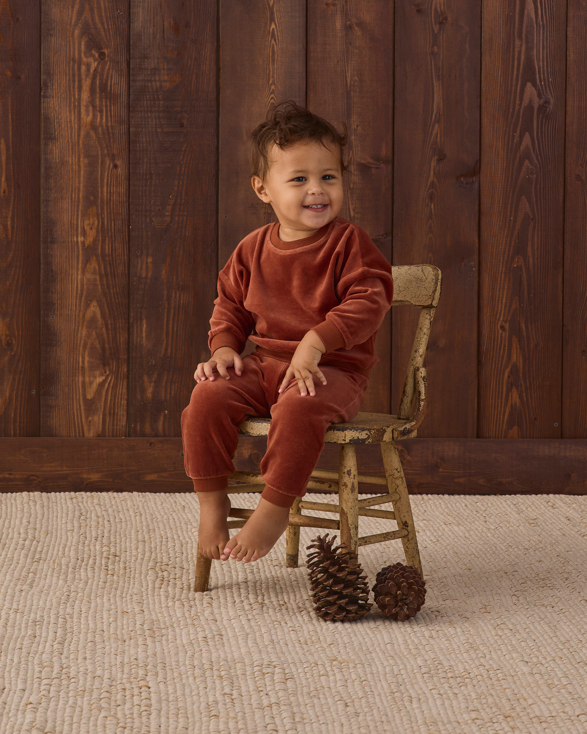 Velour Sweatshirt & Sweatpant - Redwood