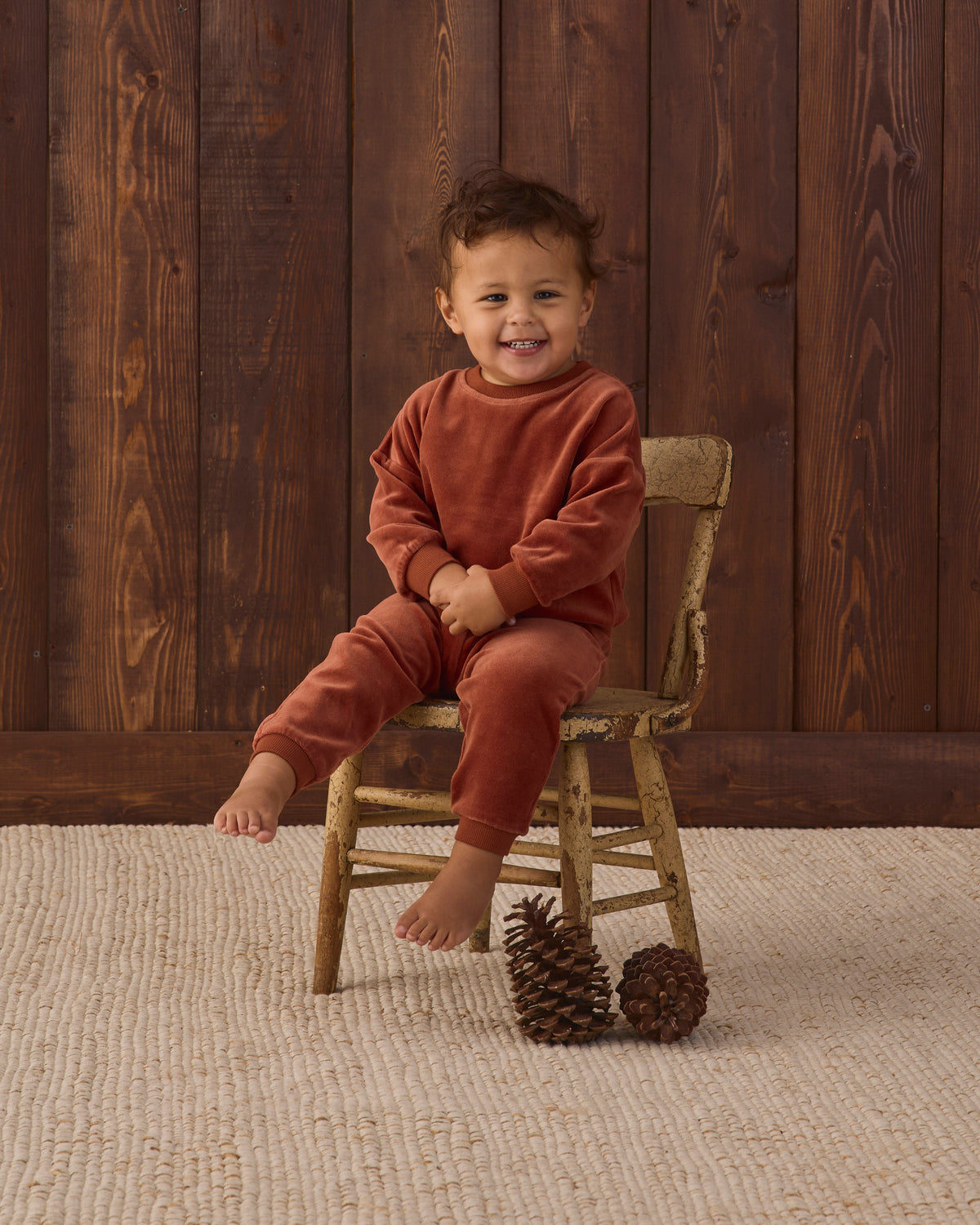 Velour Sweatshirt & Sweatpant - Redwood