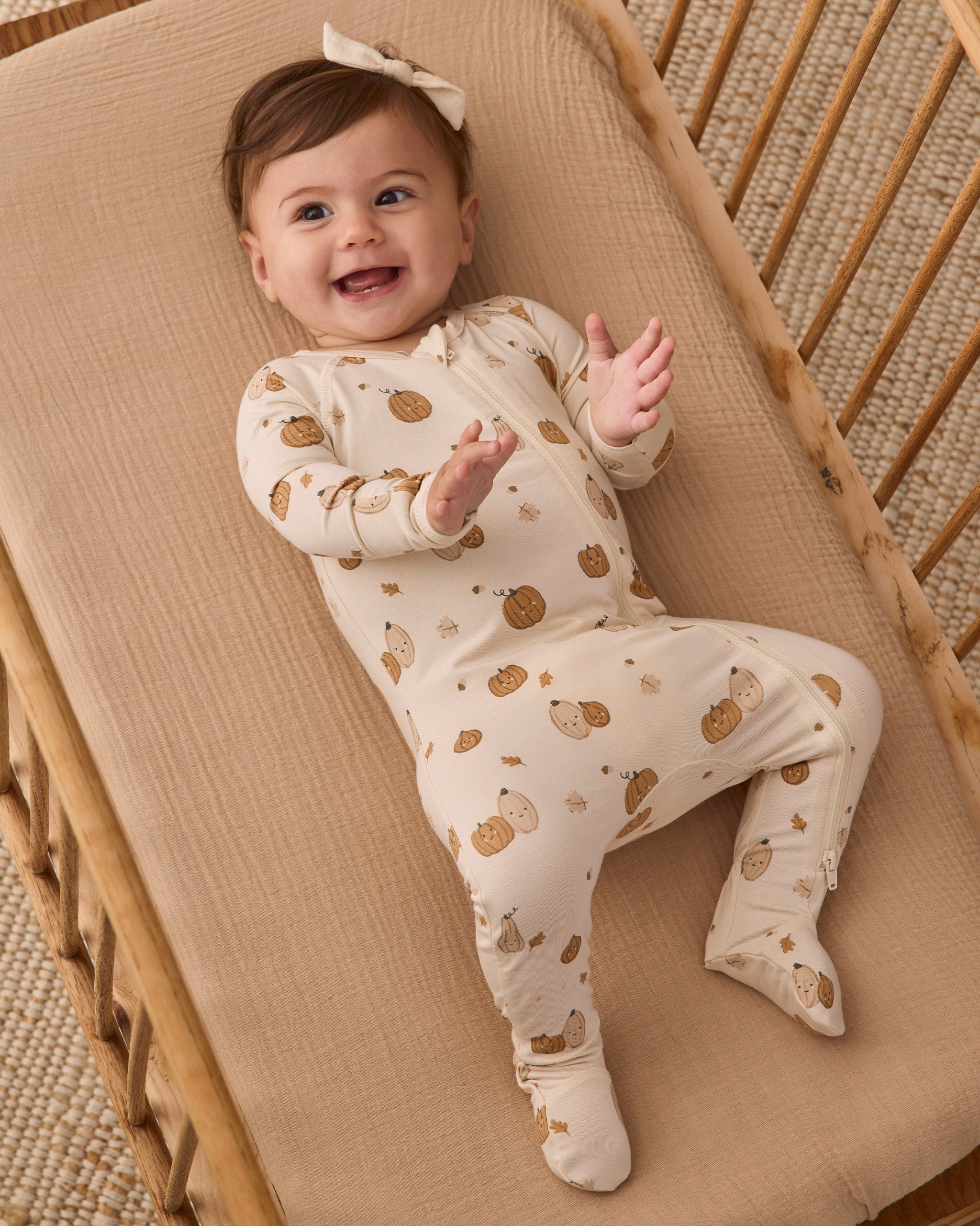 Bamboo Zip Footie Harvest Friends - Natural