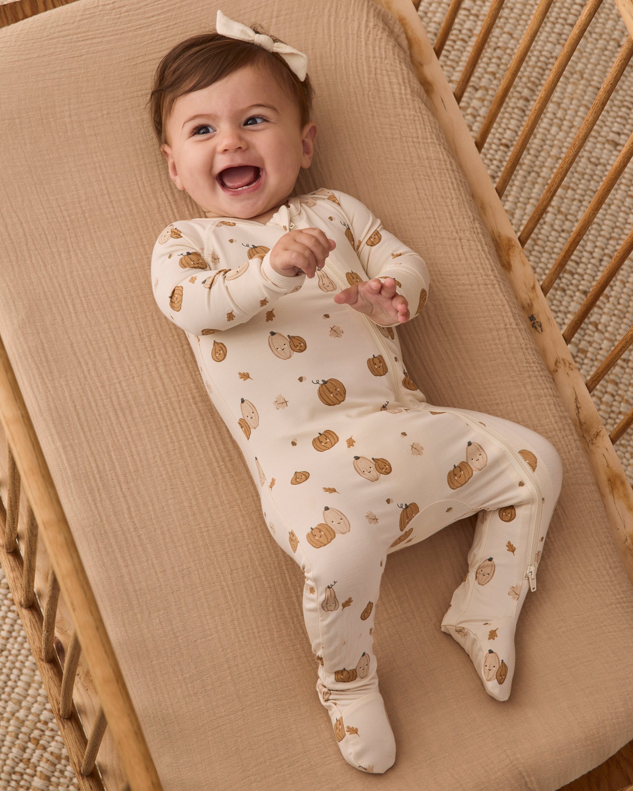 Bamboo Zip Footie Harvest Friends - Natural