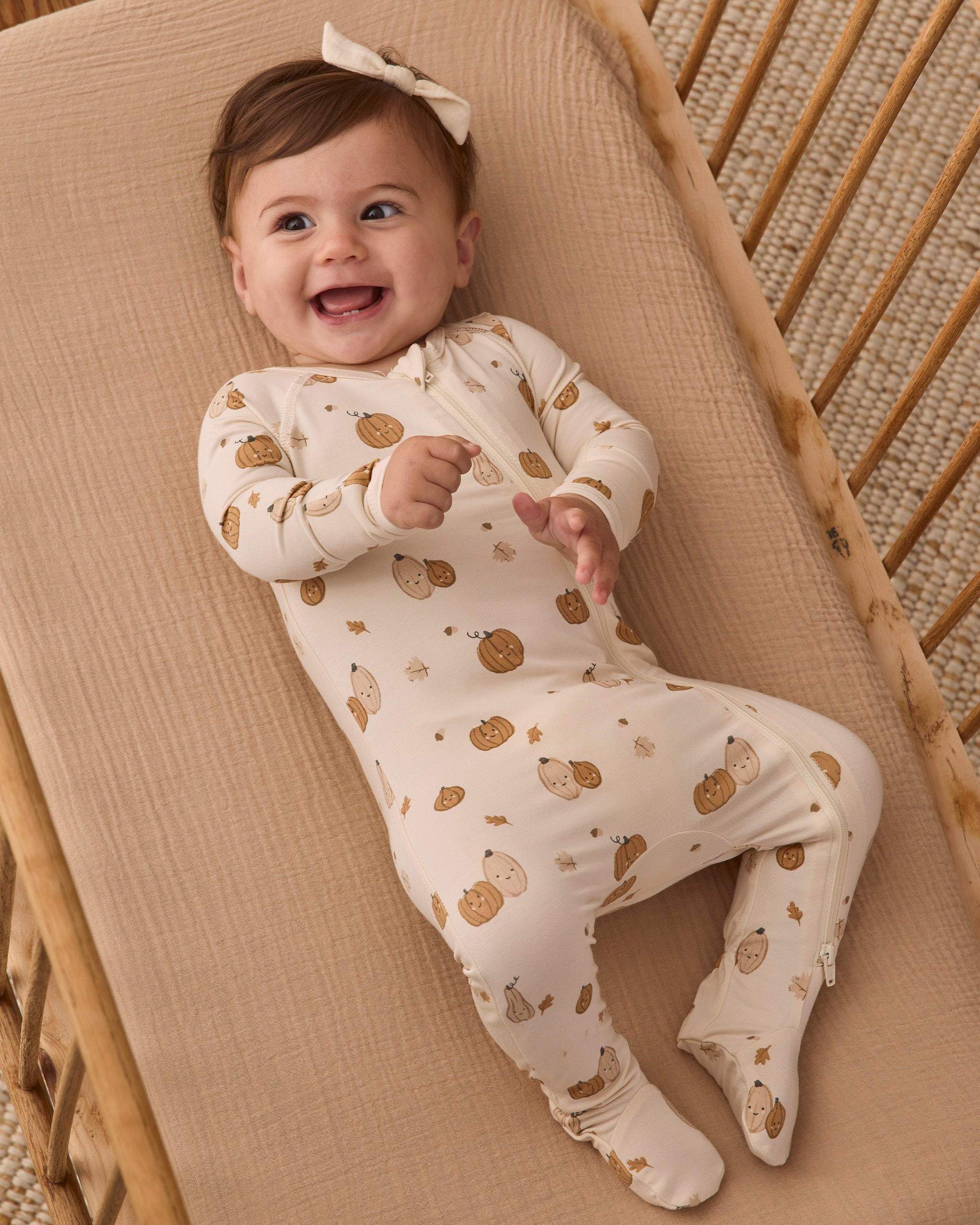 Bamboo Zip Footie Harvest Friends - Natural