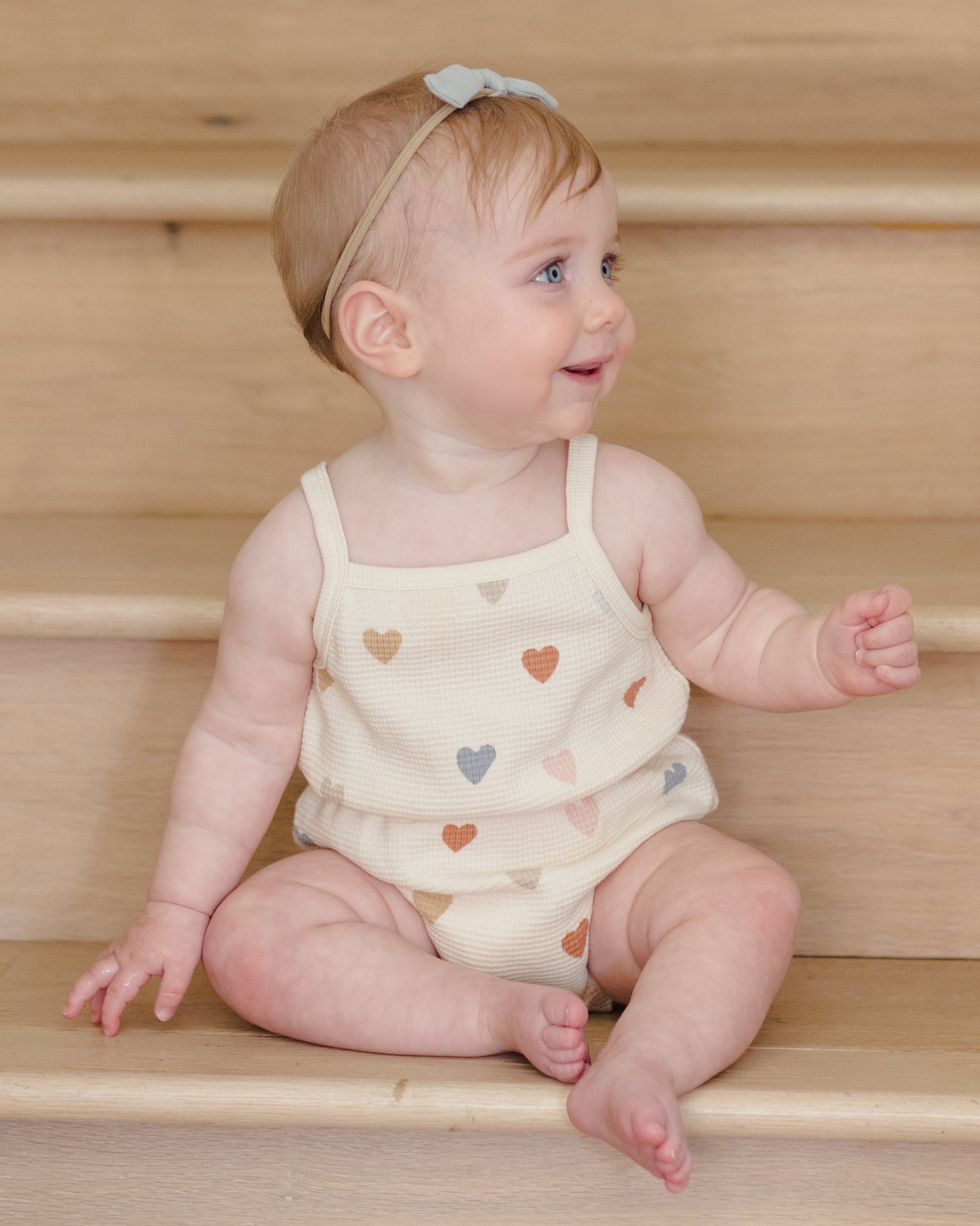 Waffle Cinch Romper || Confetti Hearts