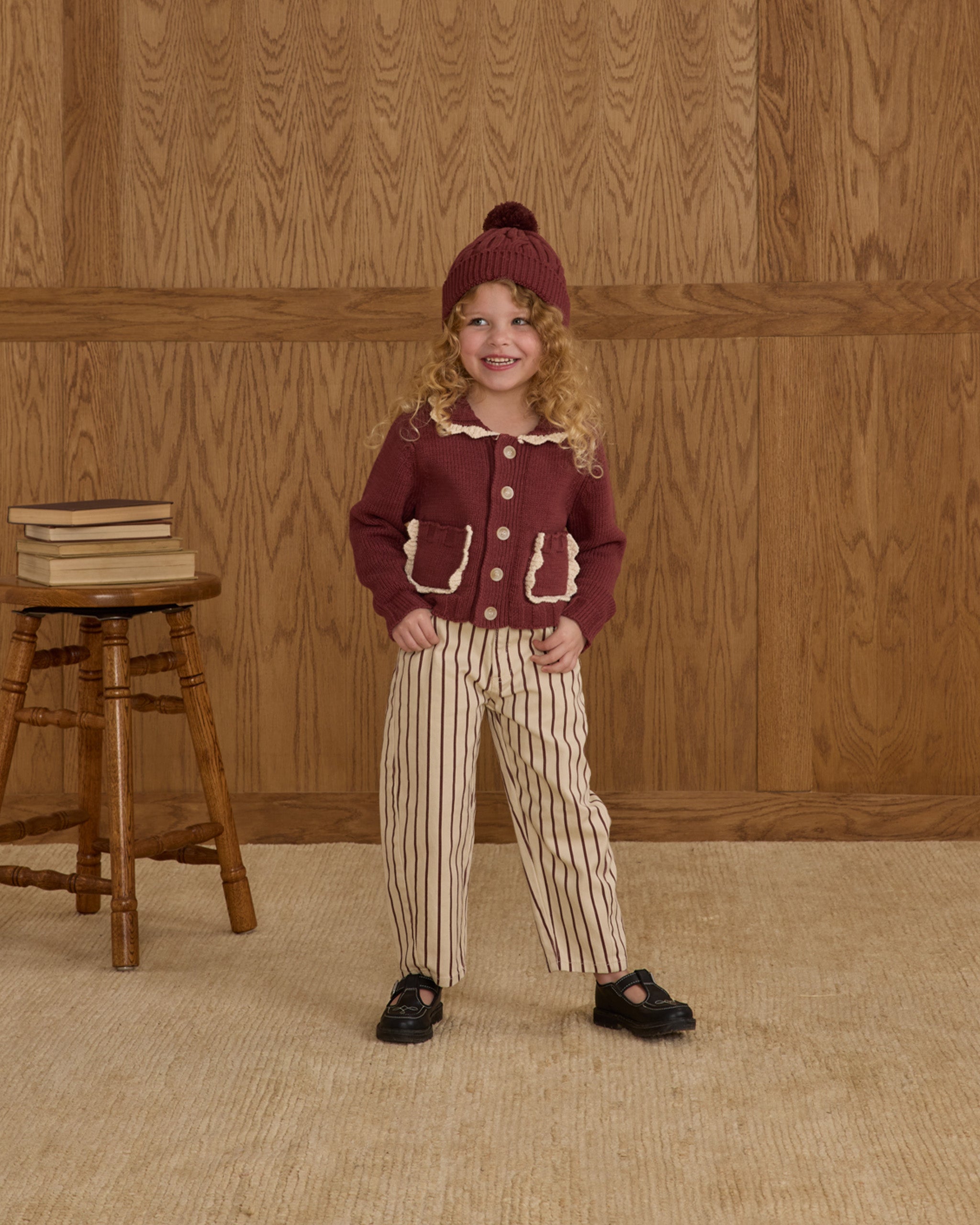 Barrel Pant || Burgundy Pinstripe
