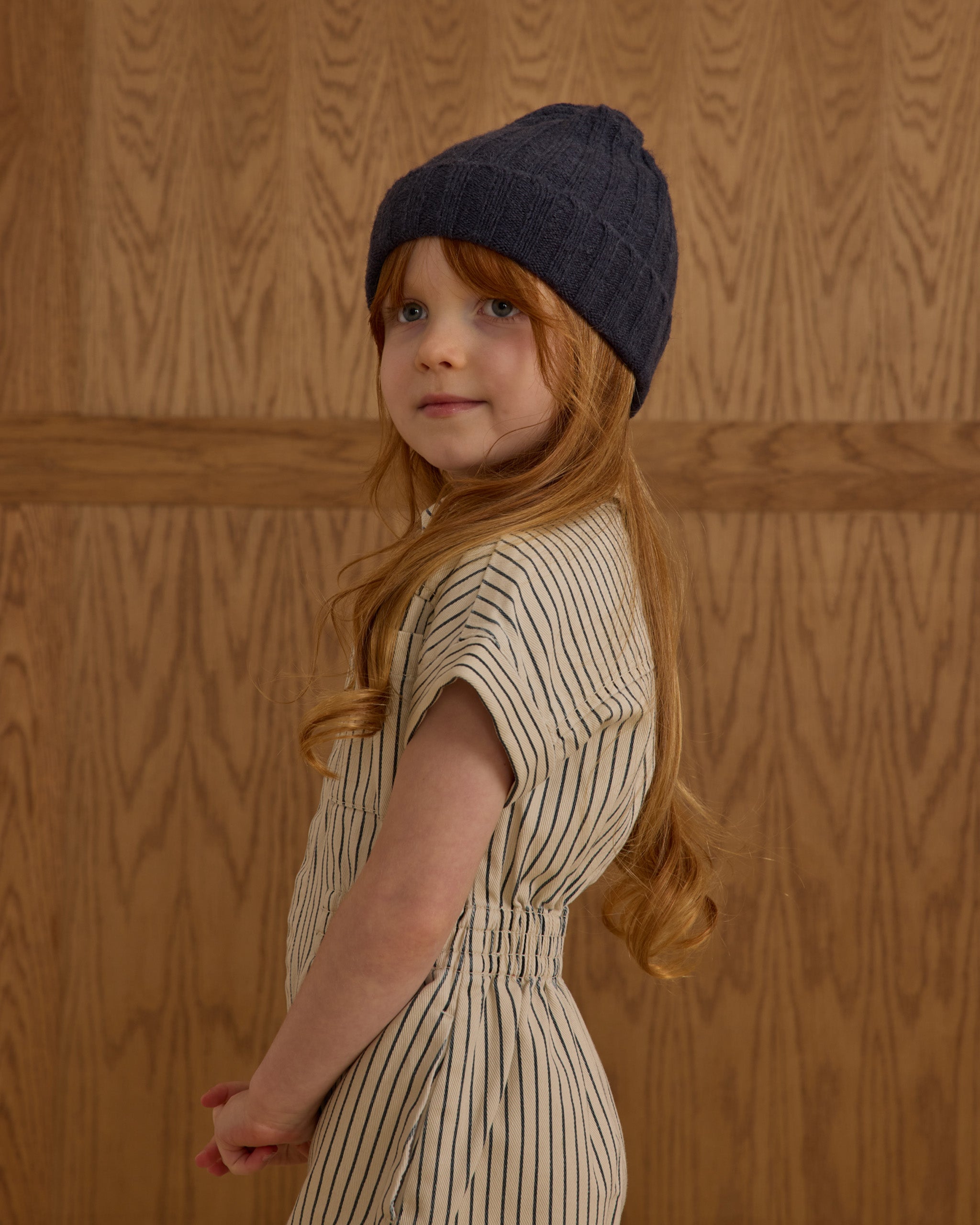 Utility Romper || Navy Pinstripe