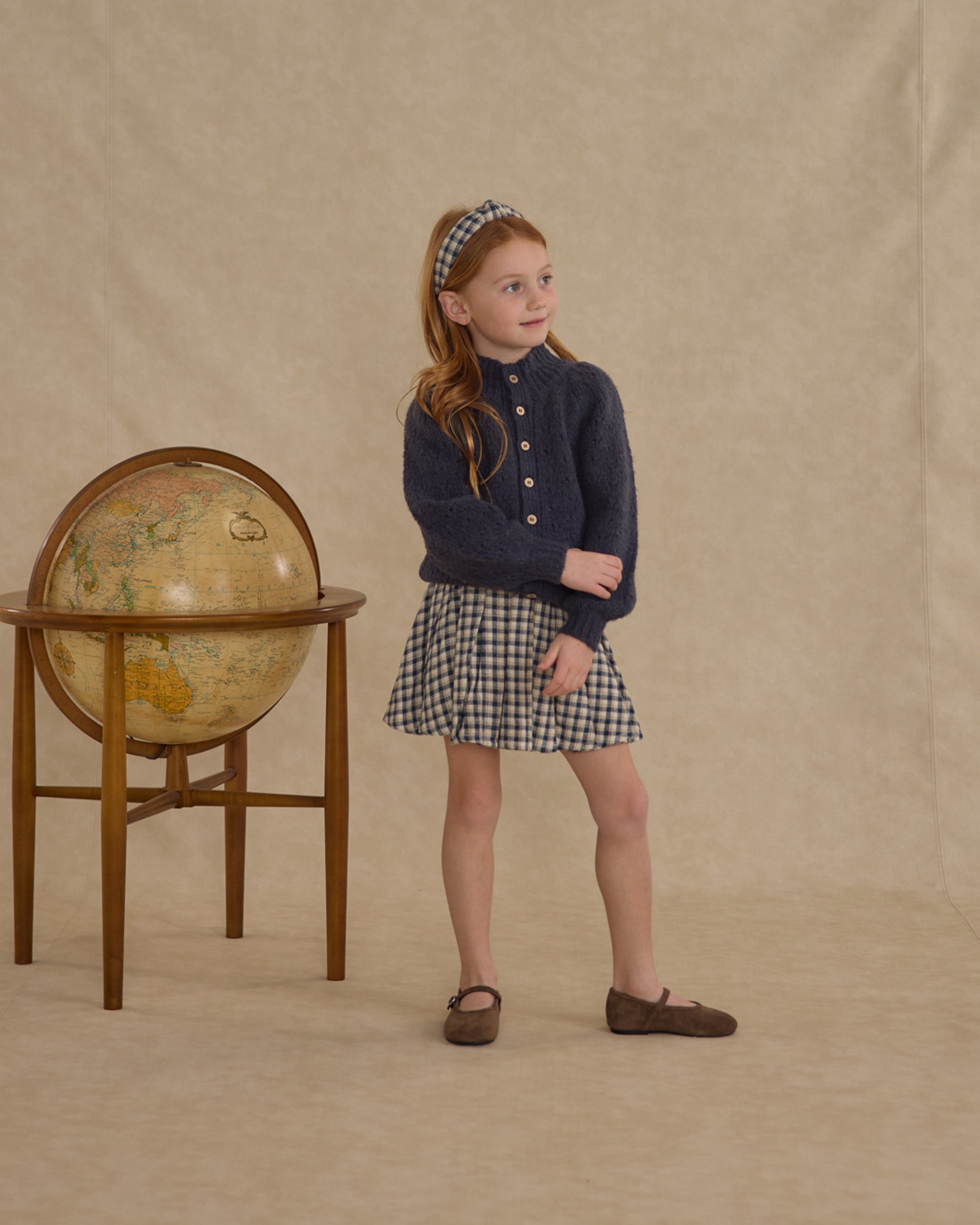 Pleated Mini Skirt || Navy Check