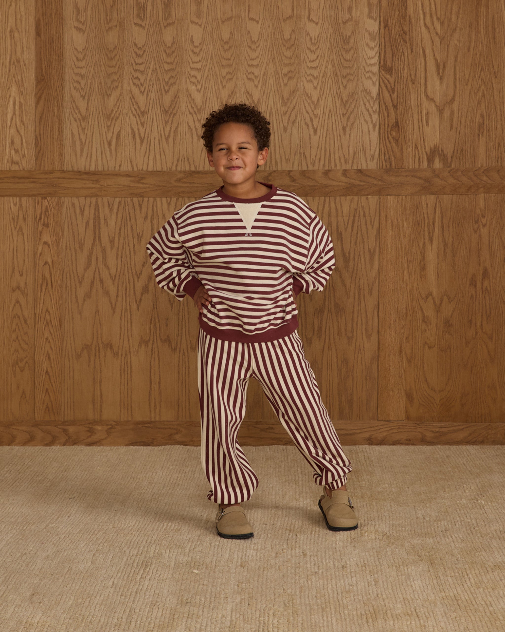 Relaxed Jogger || Burgundy Stripe
