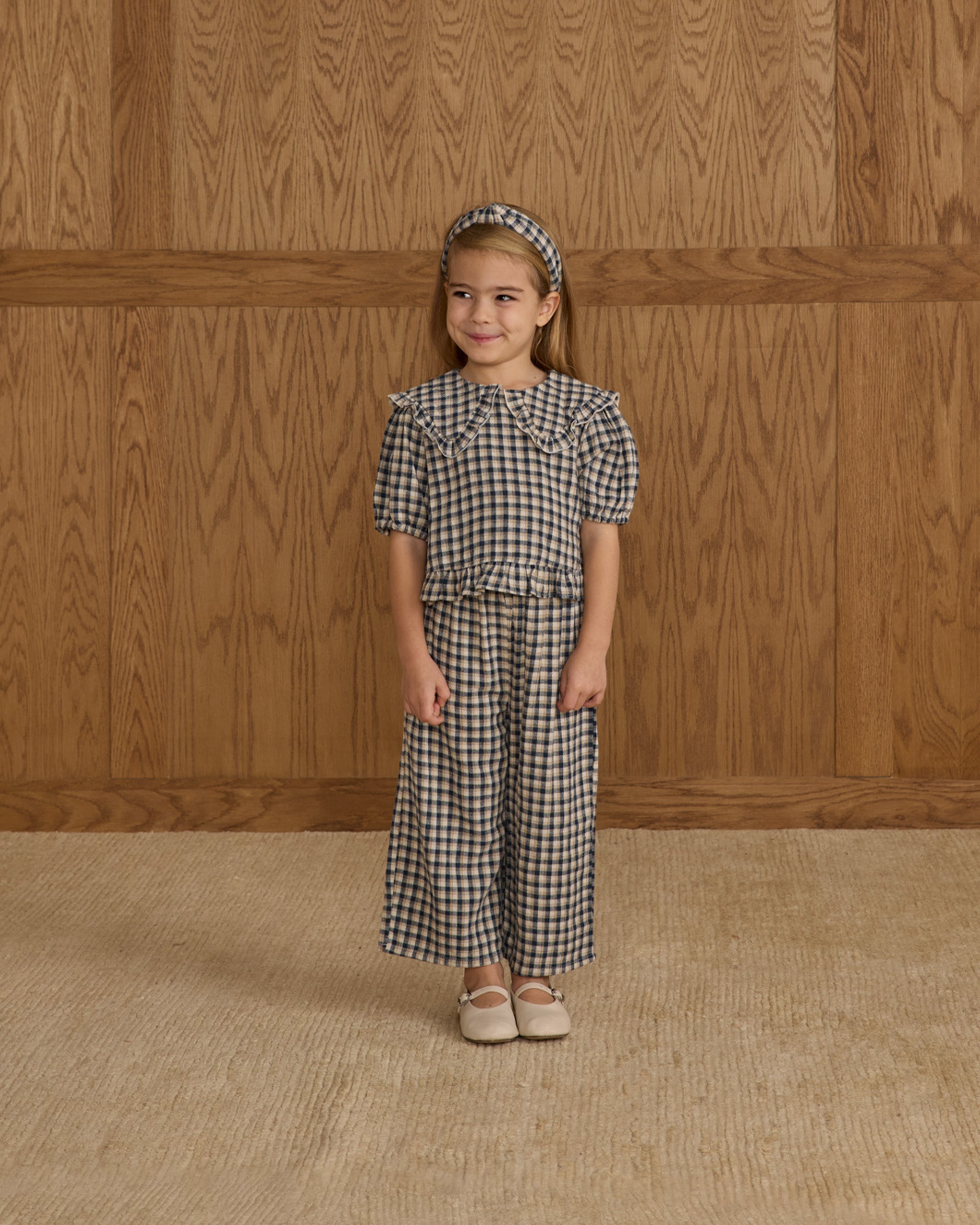 Wide Leg Pant || Navy Check