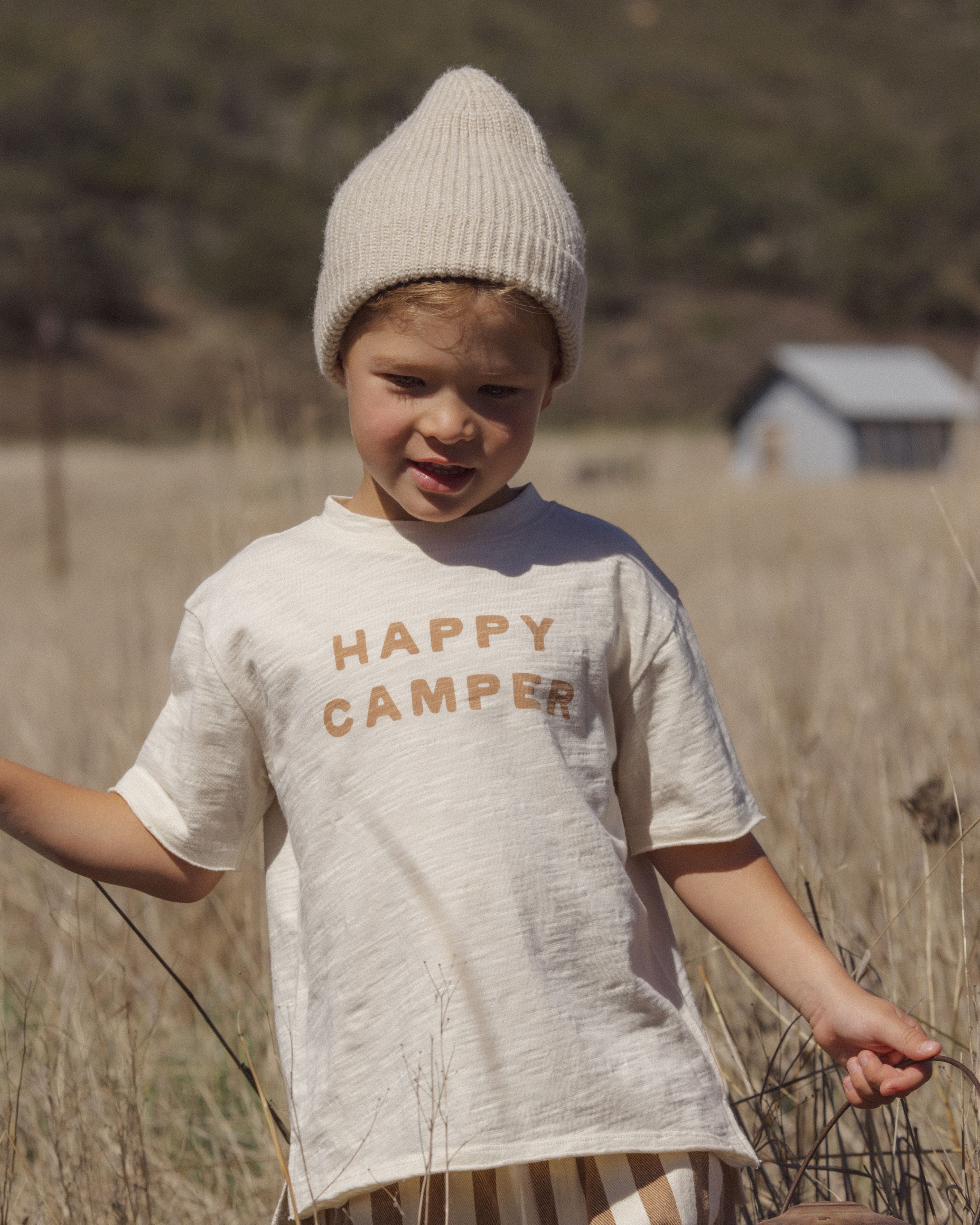 Raw Edge Tee Happy Camper - Natural