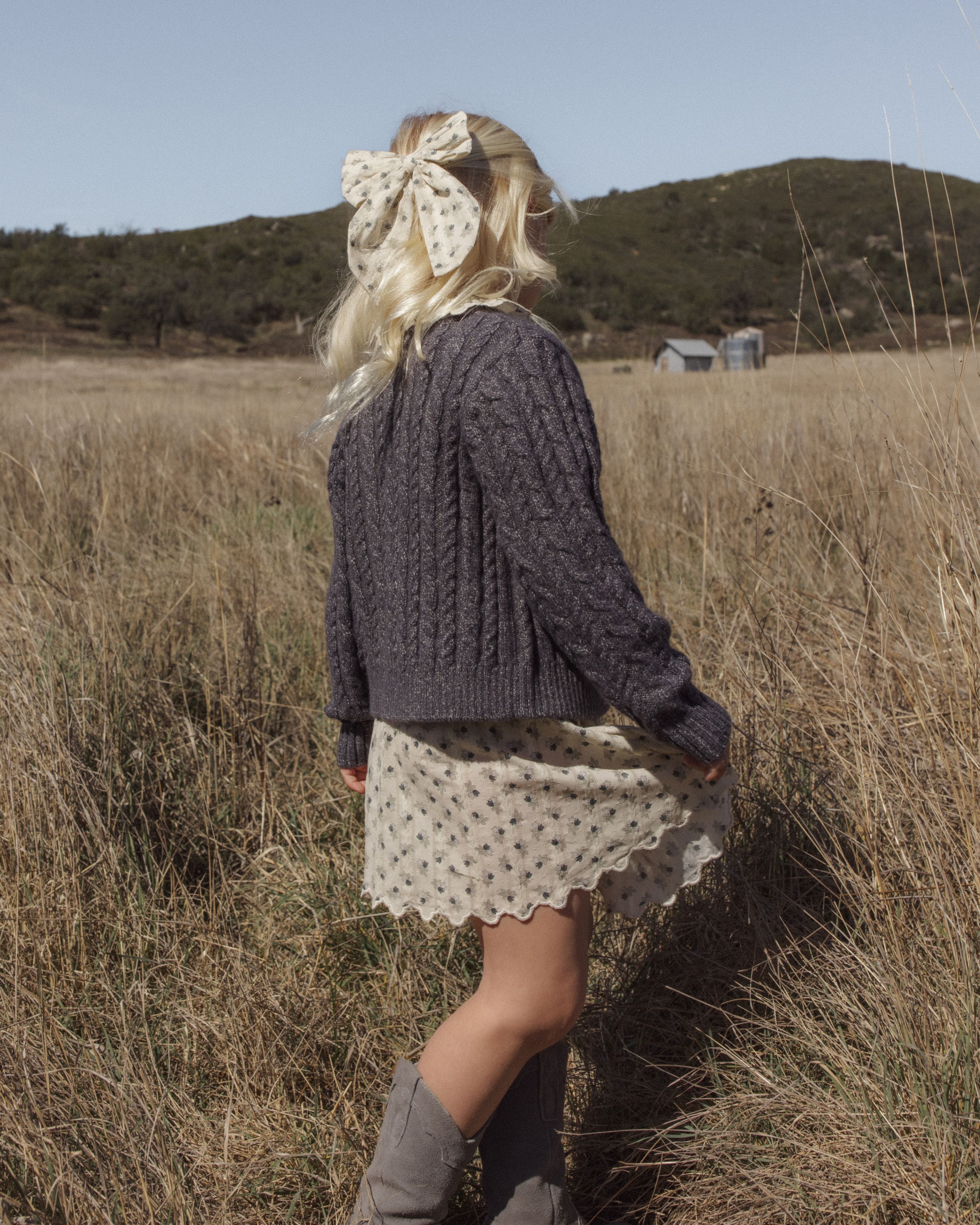 Smocked V Mini Skirt Vintage Fleur - Natural