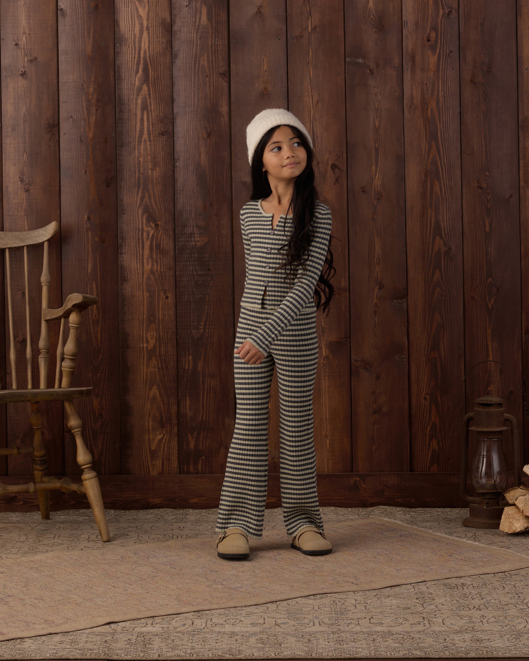Long Sleeve Knit Tee & Pant- Midnight Stripe