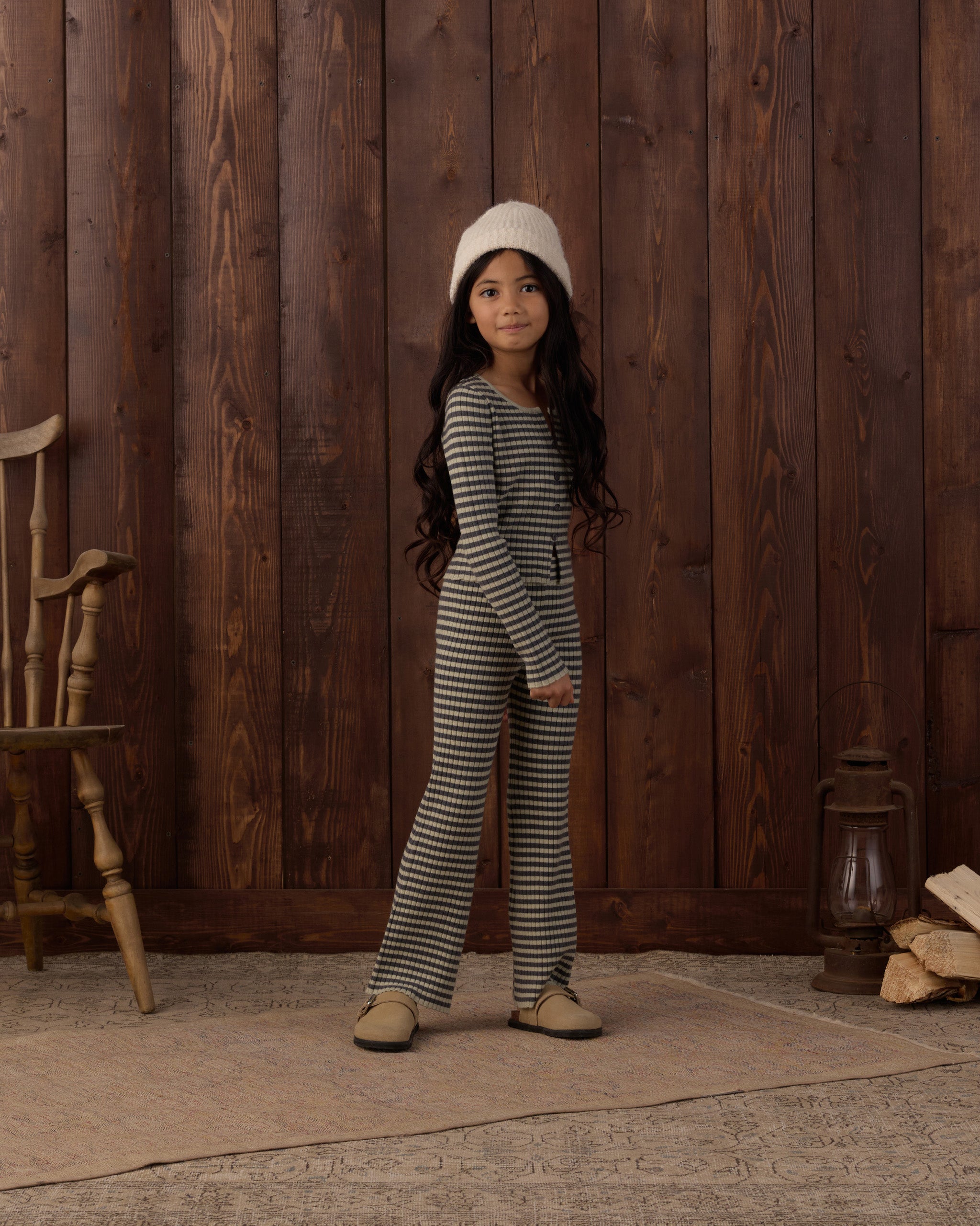 Long Sleeve Knit Tee & Pant- Midnight Stripe