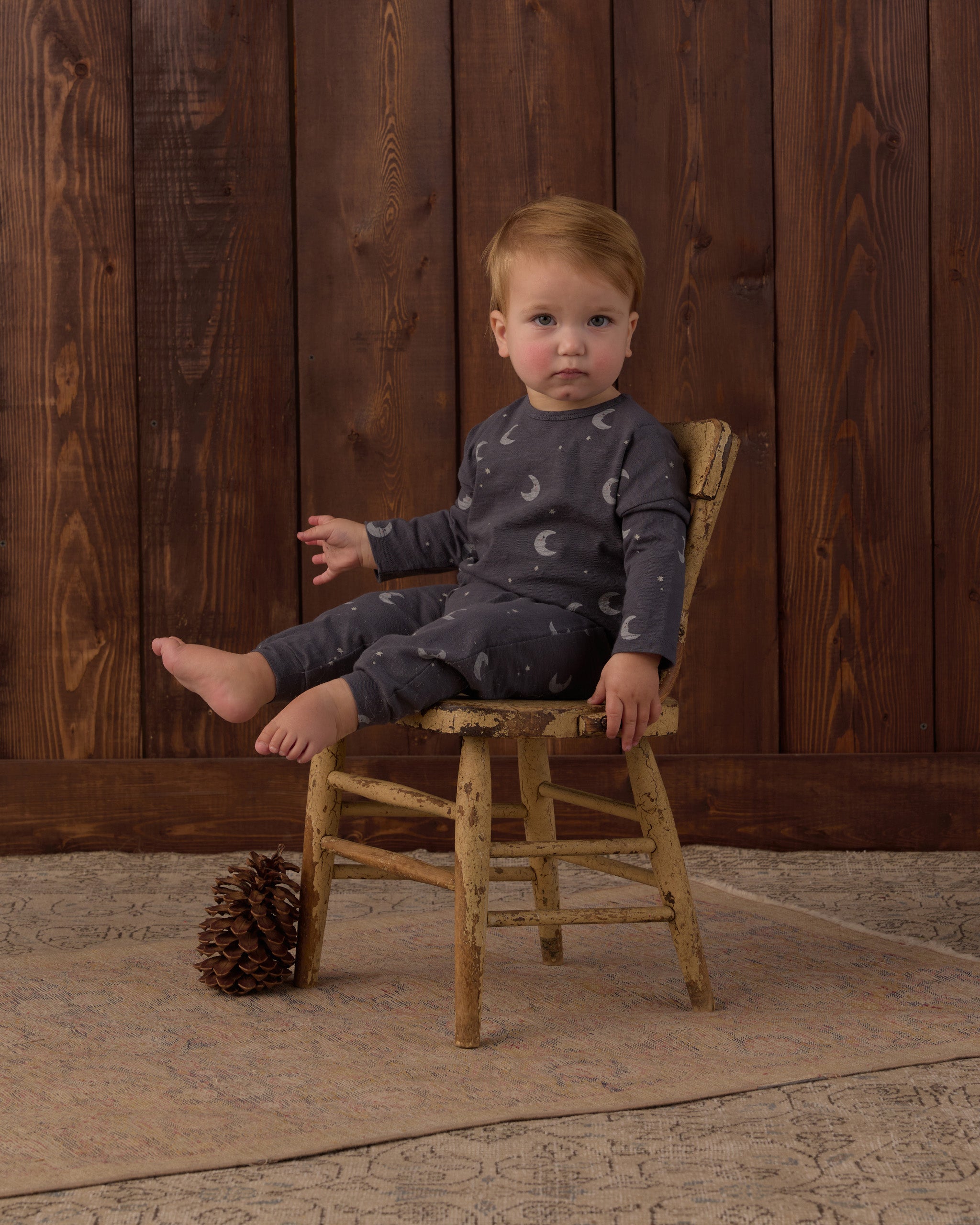 Long Sleeve Tee and Pant Set Moons - Midnight