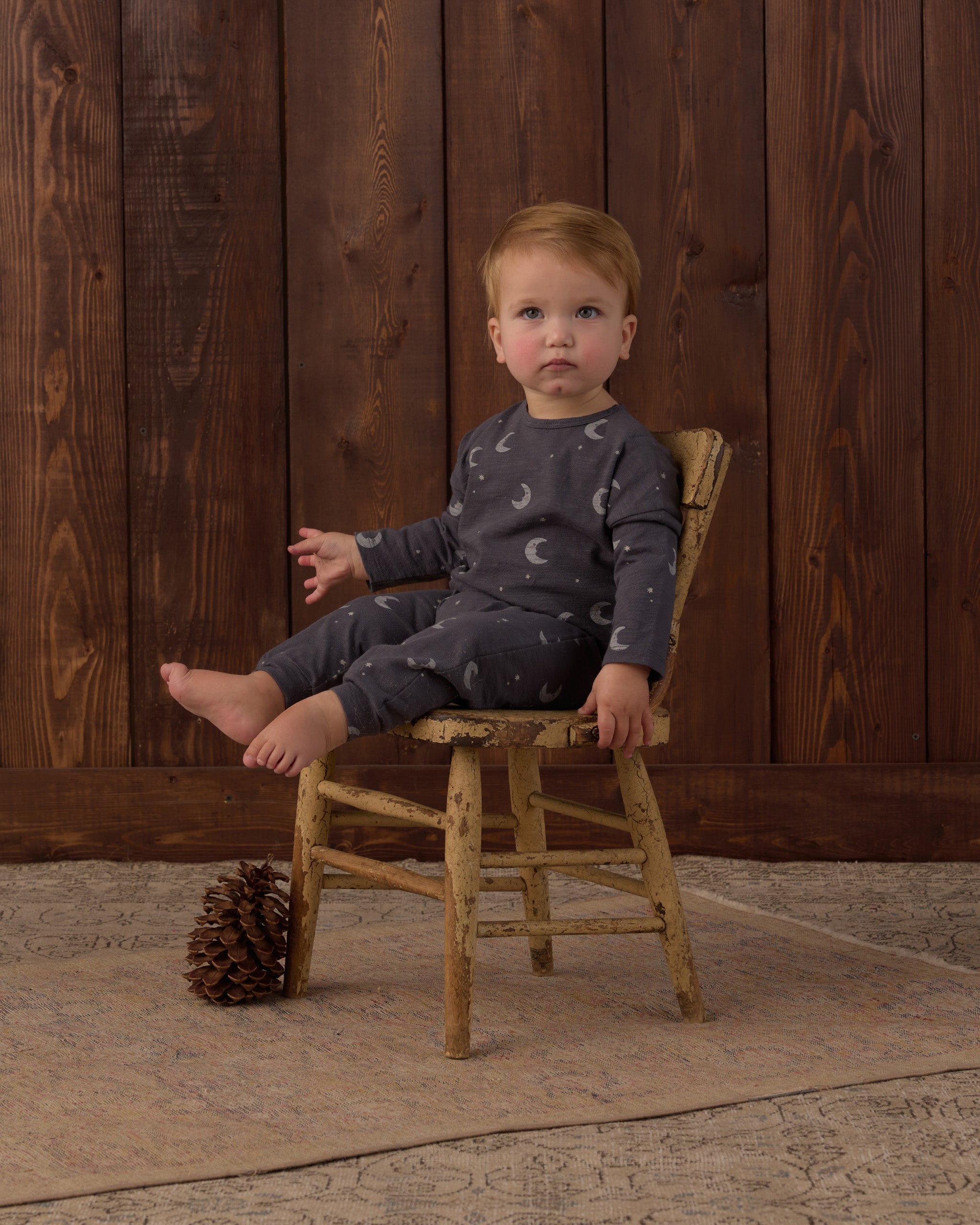 Long Sleeve Tee and Pant Set Moons - Midnight