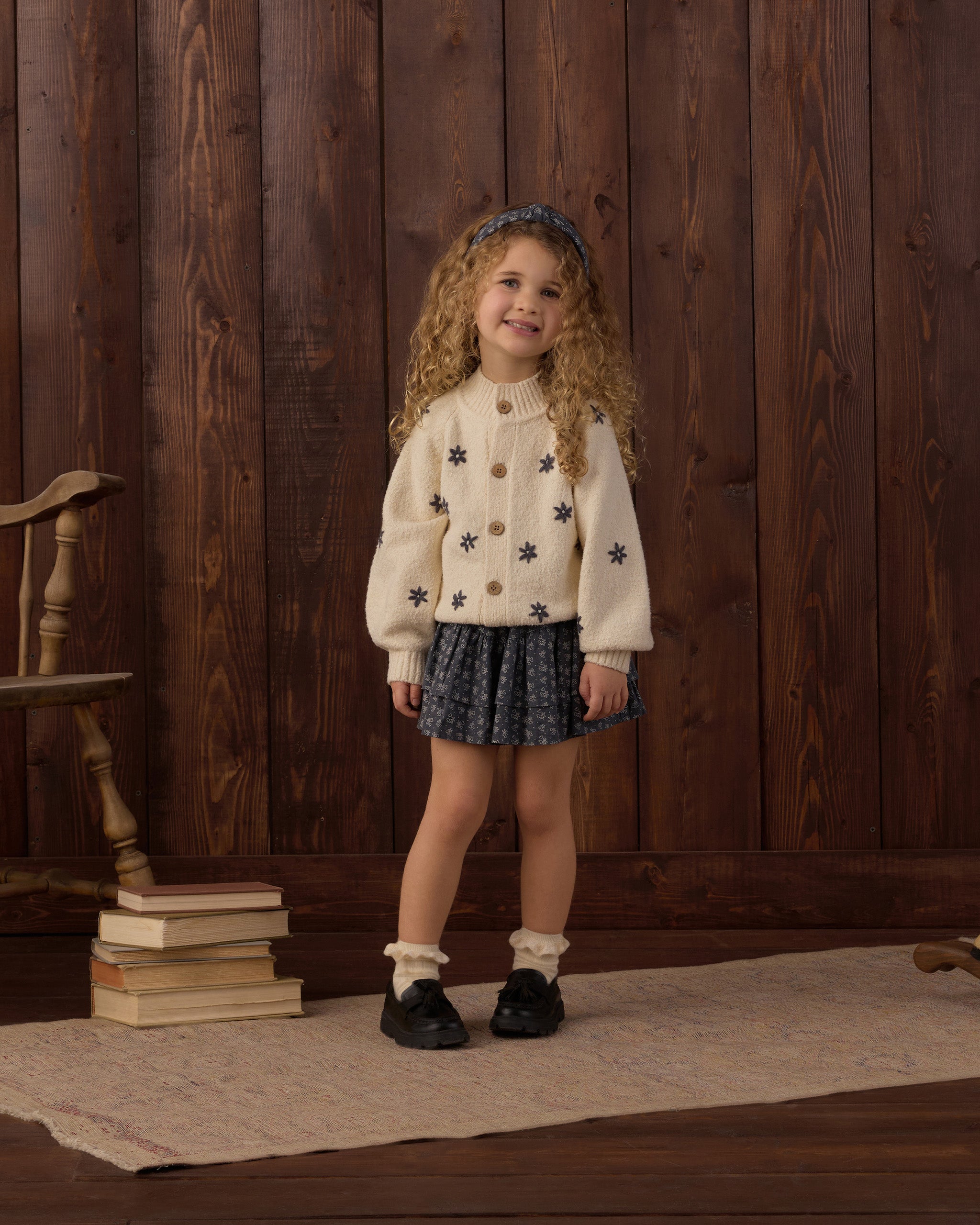 Tulip Cardigan Midnight Daisy - Natural