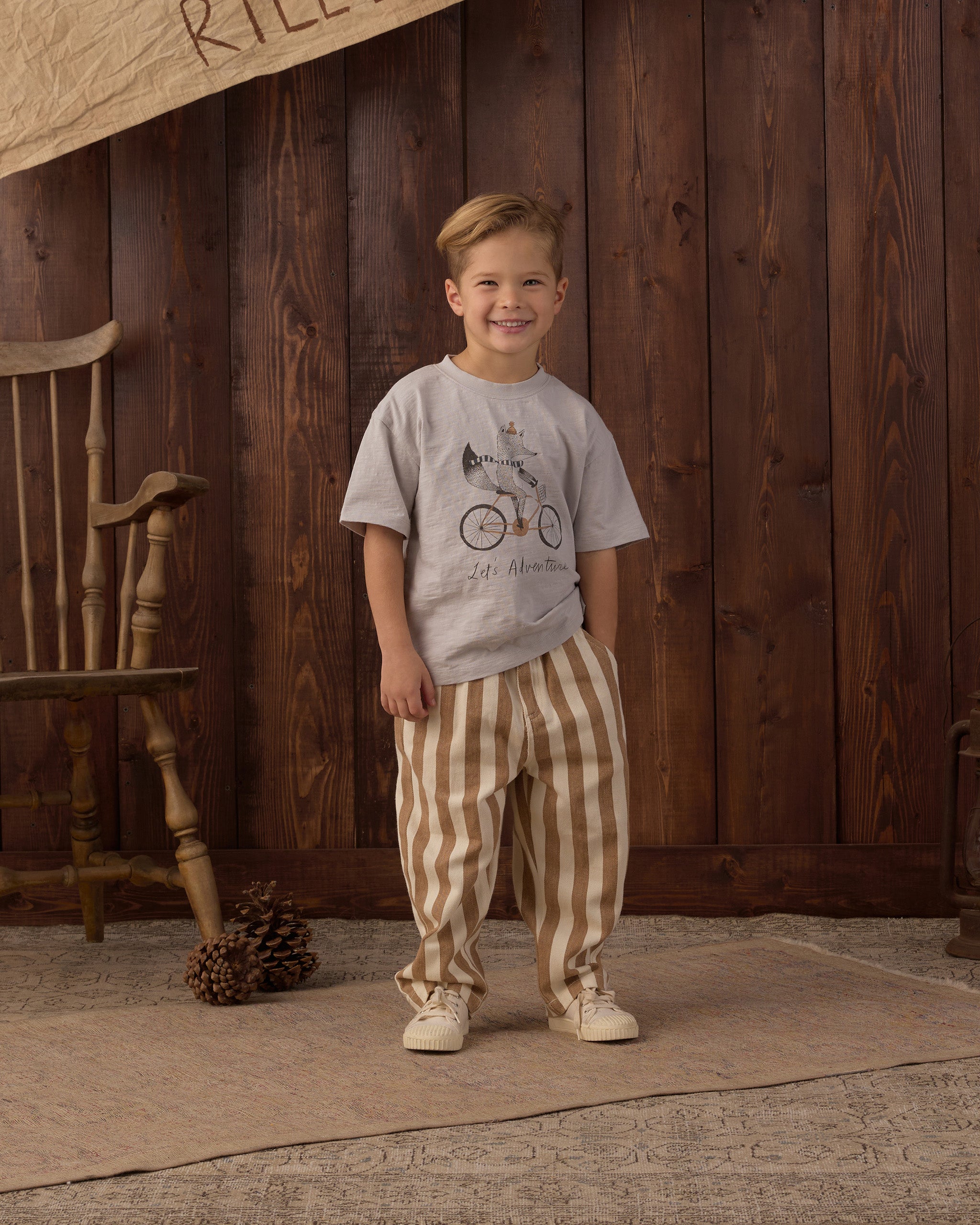 Baggy Pant Fawn Pinstripe - Natural
