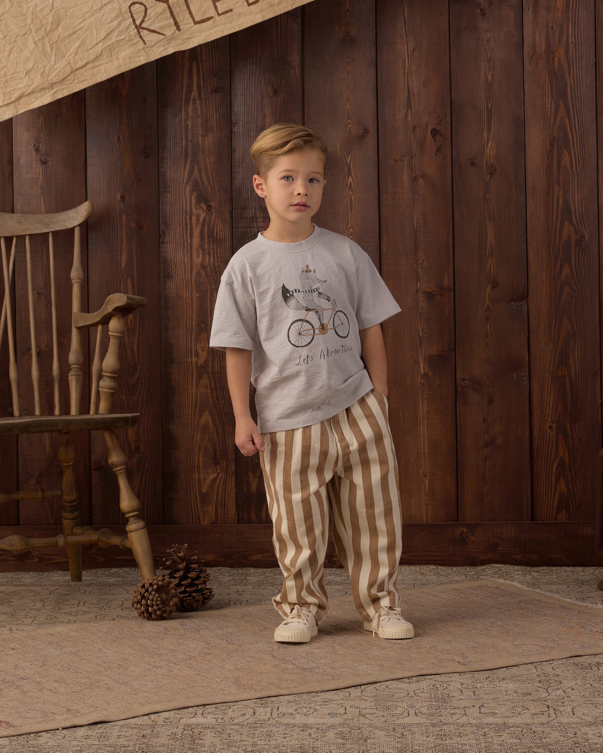 Baggy Pant Fawn Pinstripe - Natural