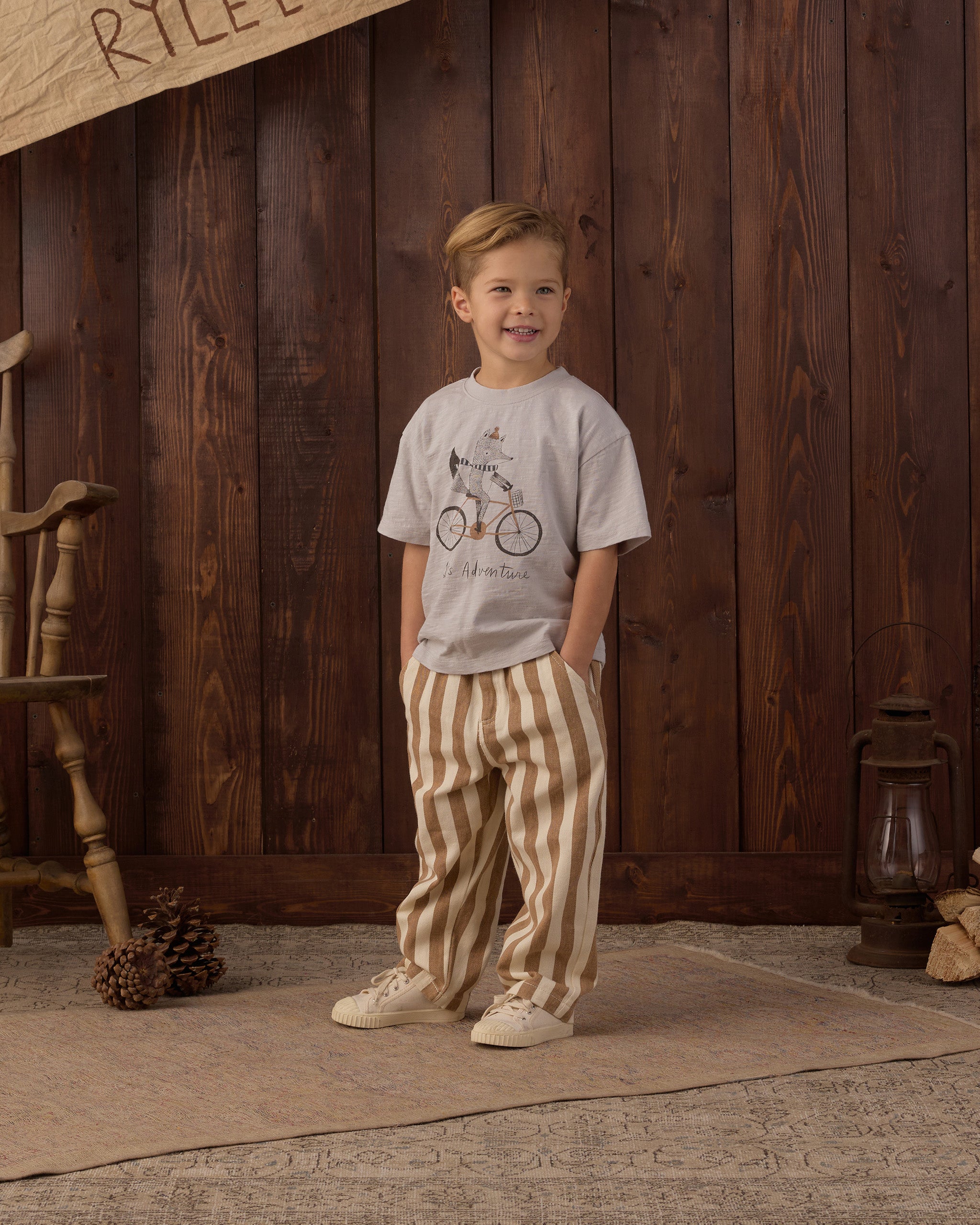 Baggy Pant Fawn Pinstripe - Natural