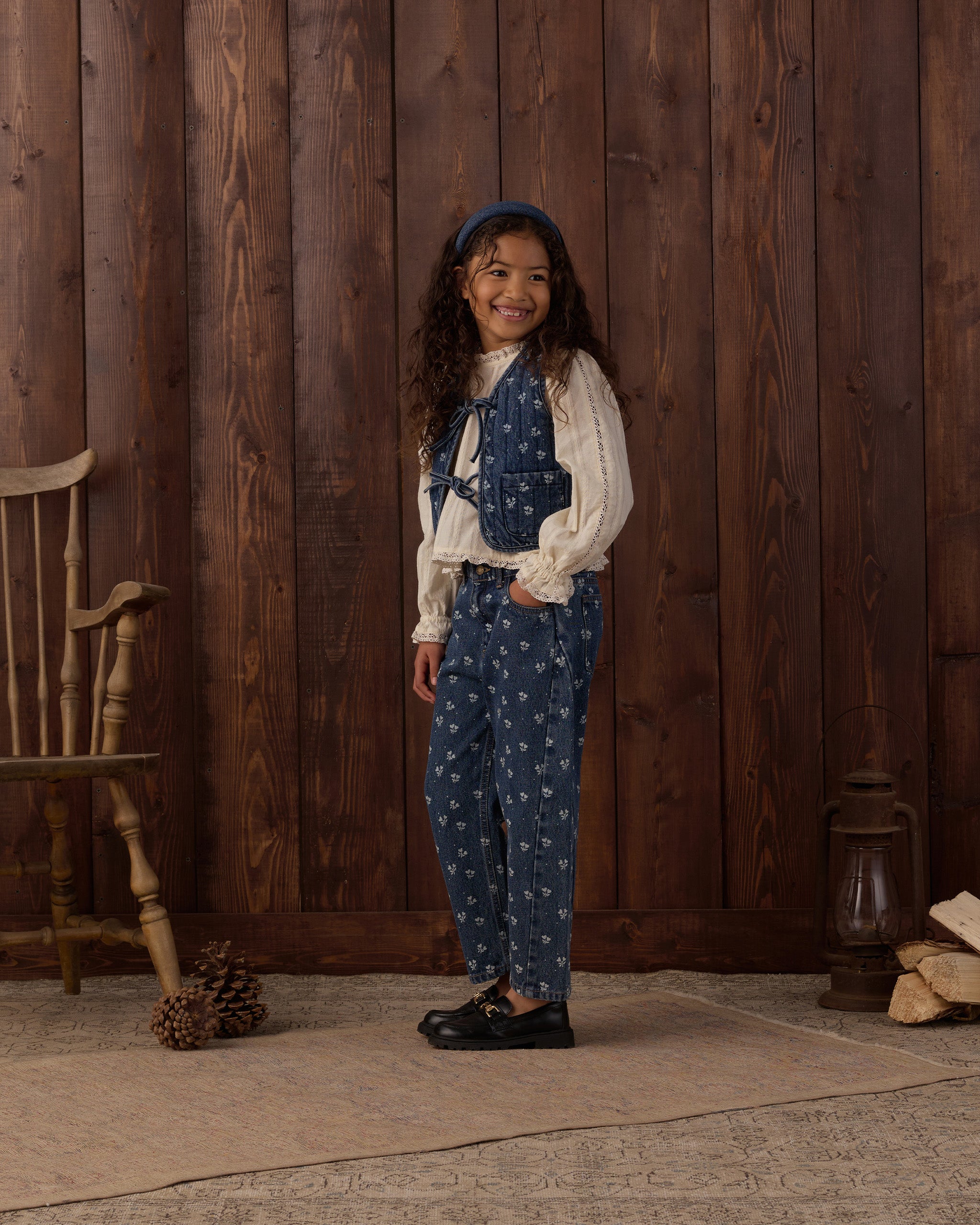 Denim Vest Heart Ditsy - Indigo
