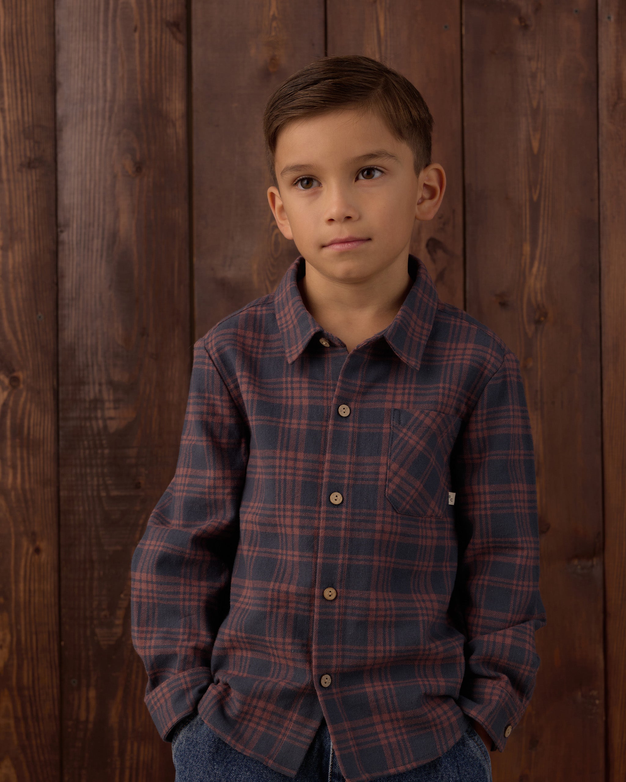 Collared Long Sleeve Shirt - Midnight Plaid