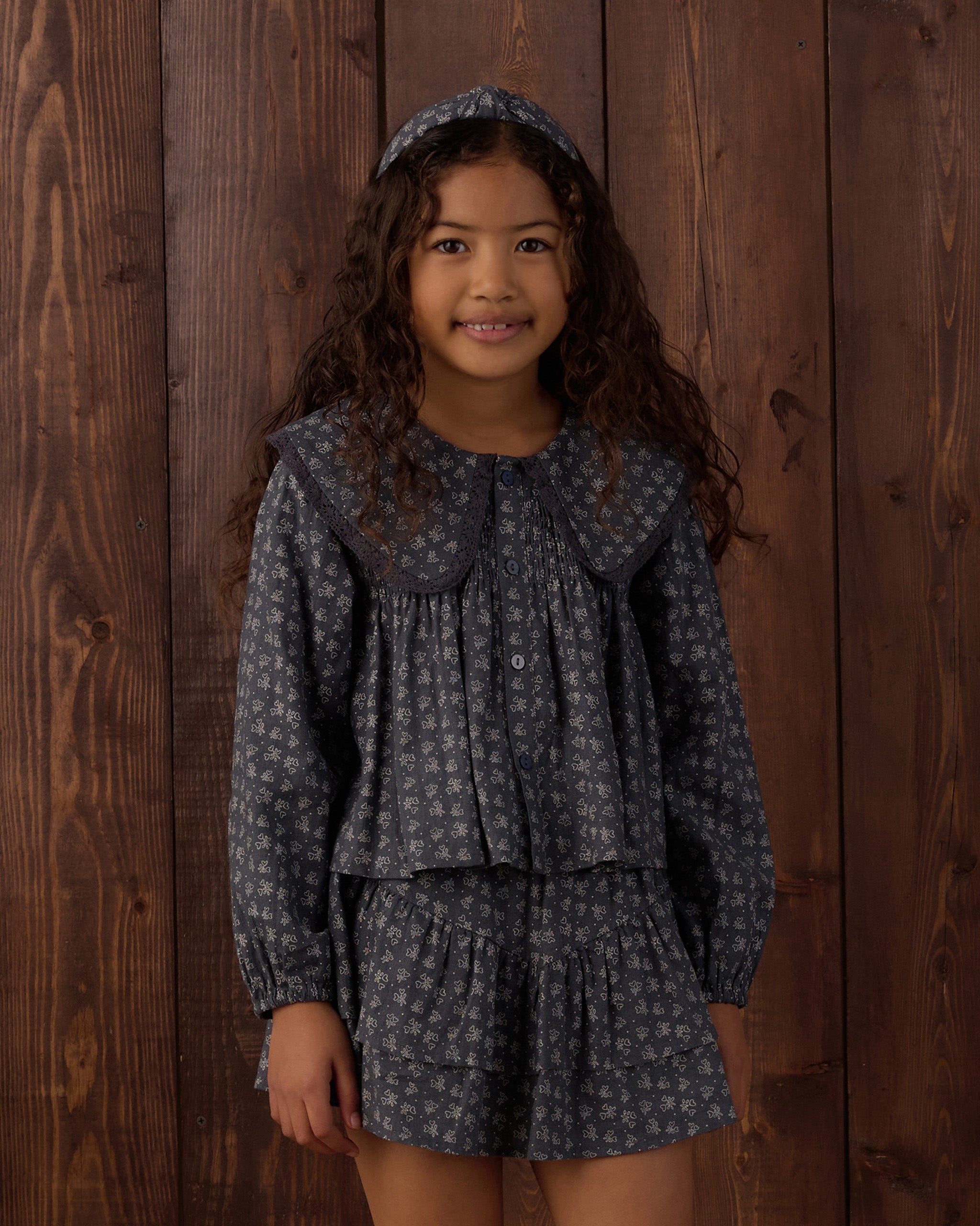 Fern Blouse Heart Ditsy - Midnight