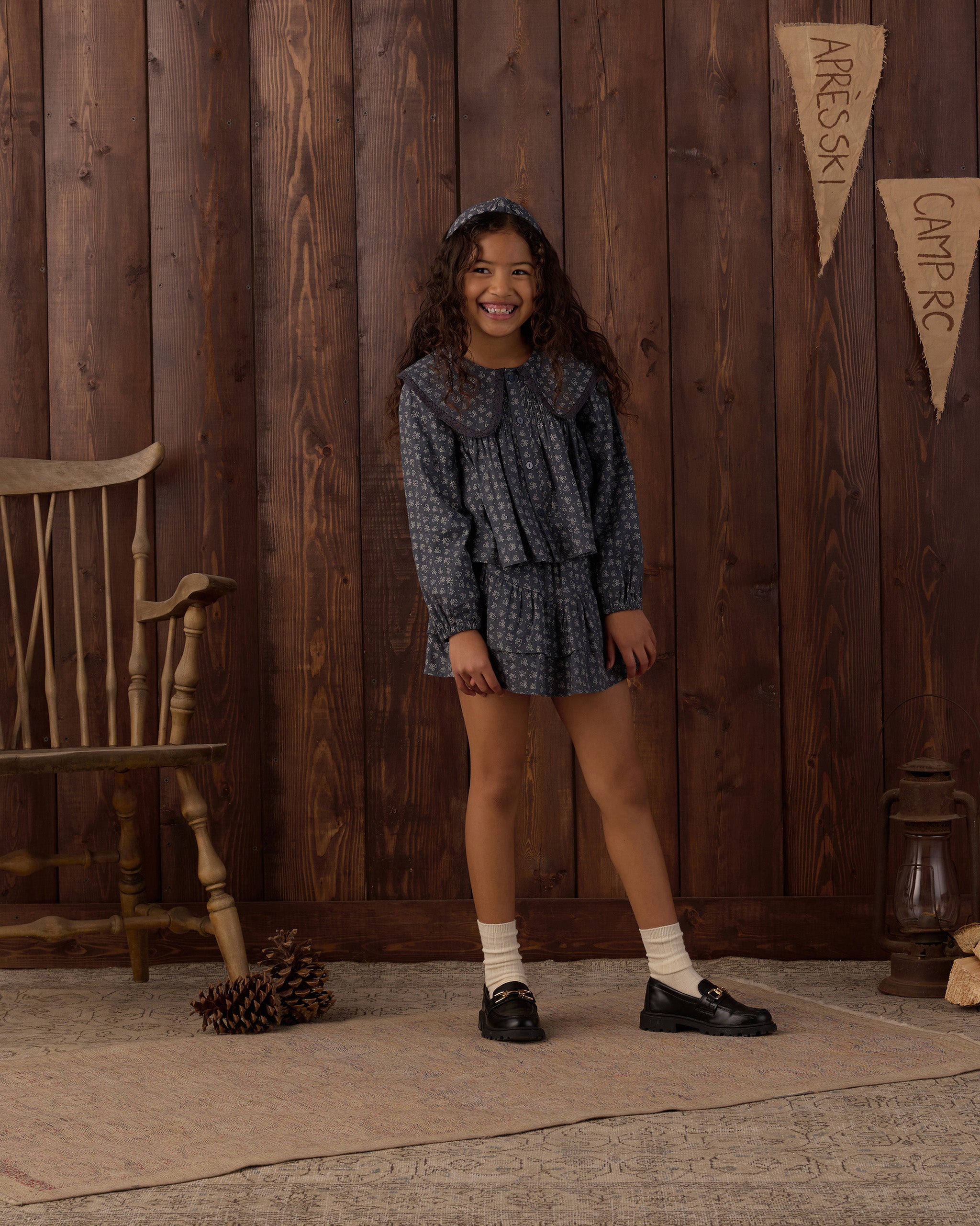 Tiered Mini Skirt Heart Ditsy - Midnight