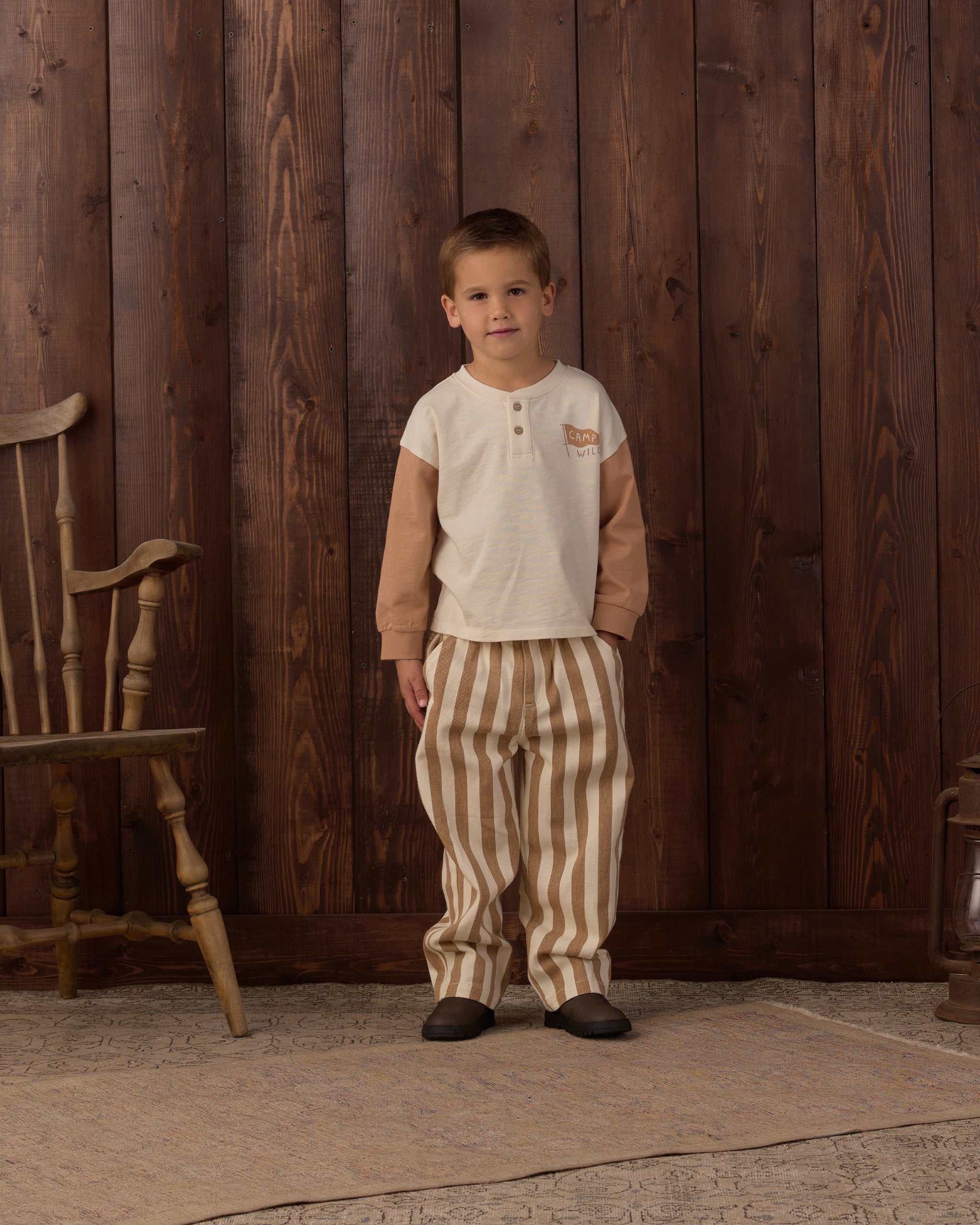 Relaxed Long Sleeve Henley Camp Wild - Natural