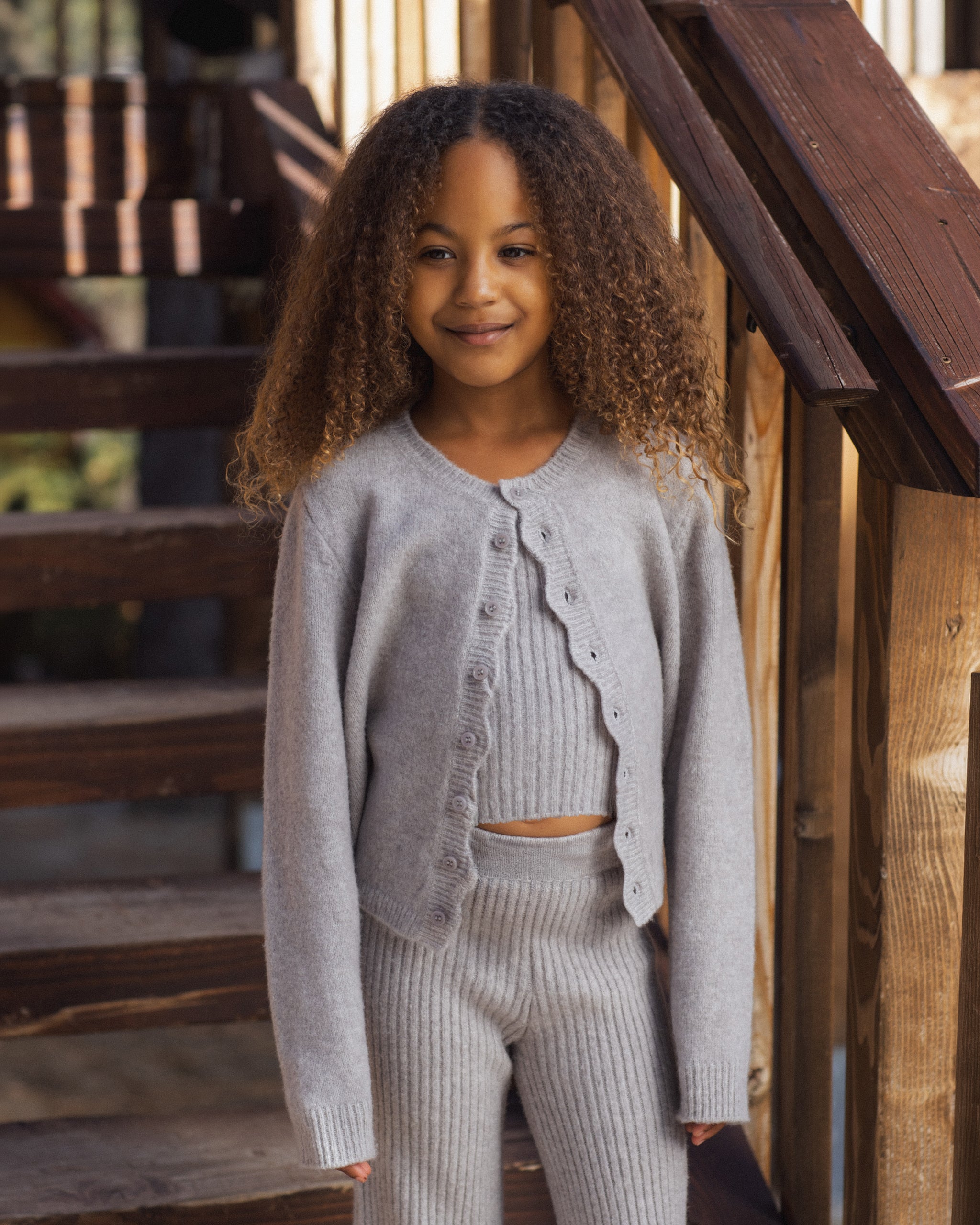Scallop Cardigan - Dusty Blue