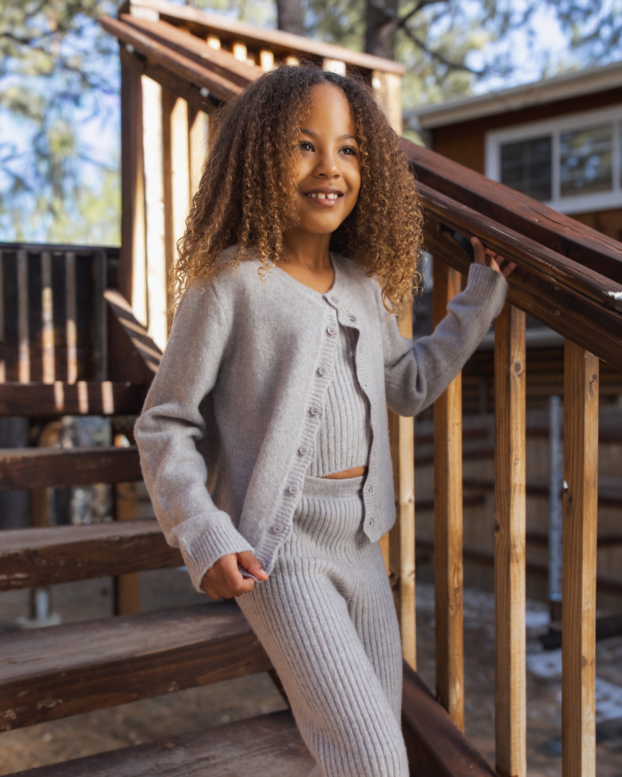 Scallop Cardigan - Dusty Blue