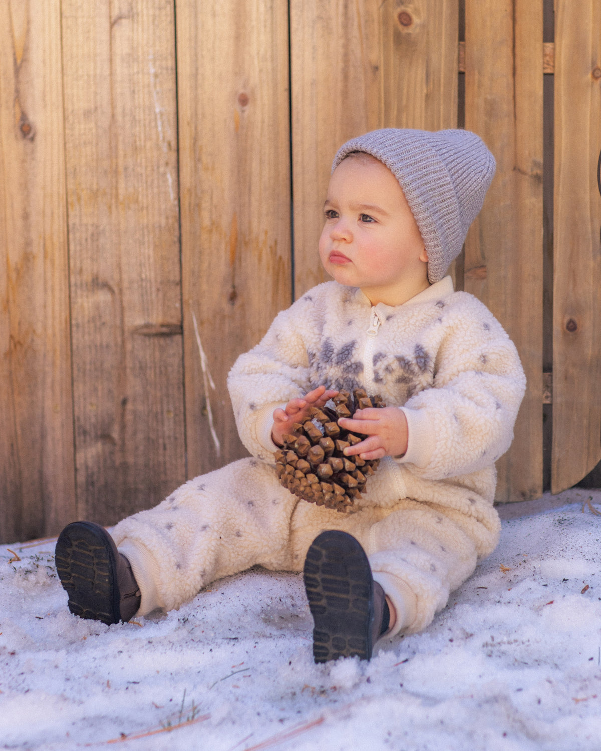 Shearling Baby Jumpsuit - Natural Fair Isle