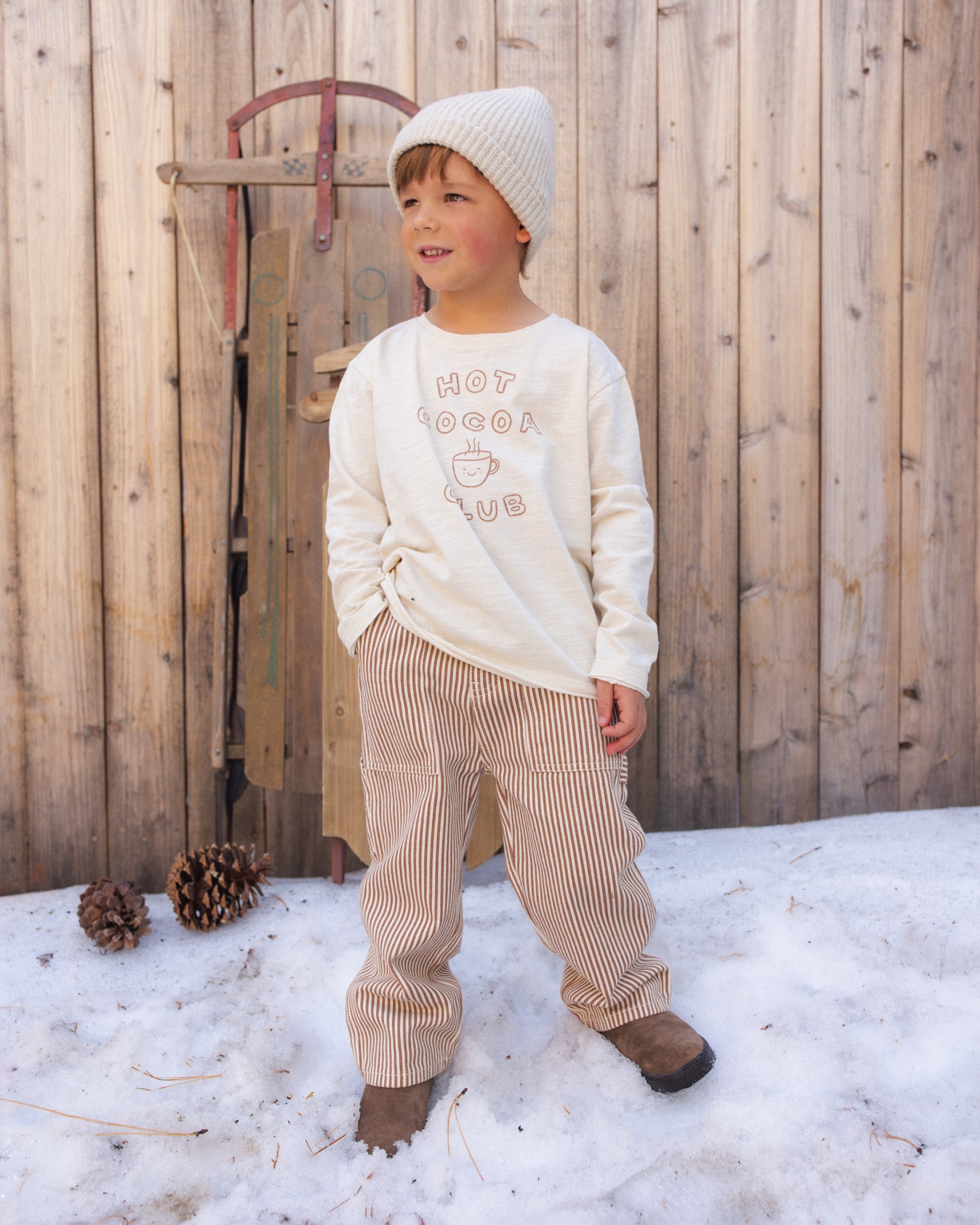 Raw Edge Long Sleeve Tee - Hot Cocoa Club Natural