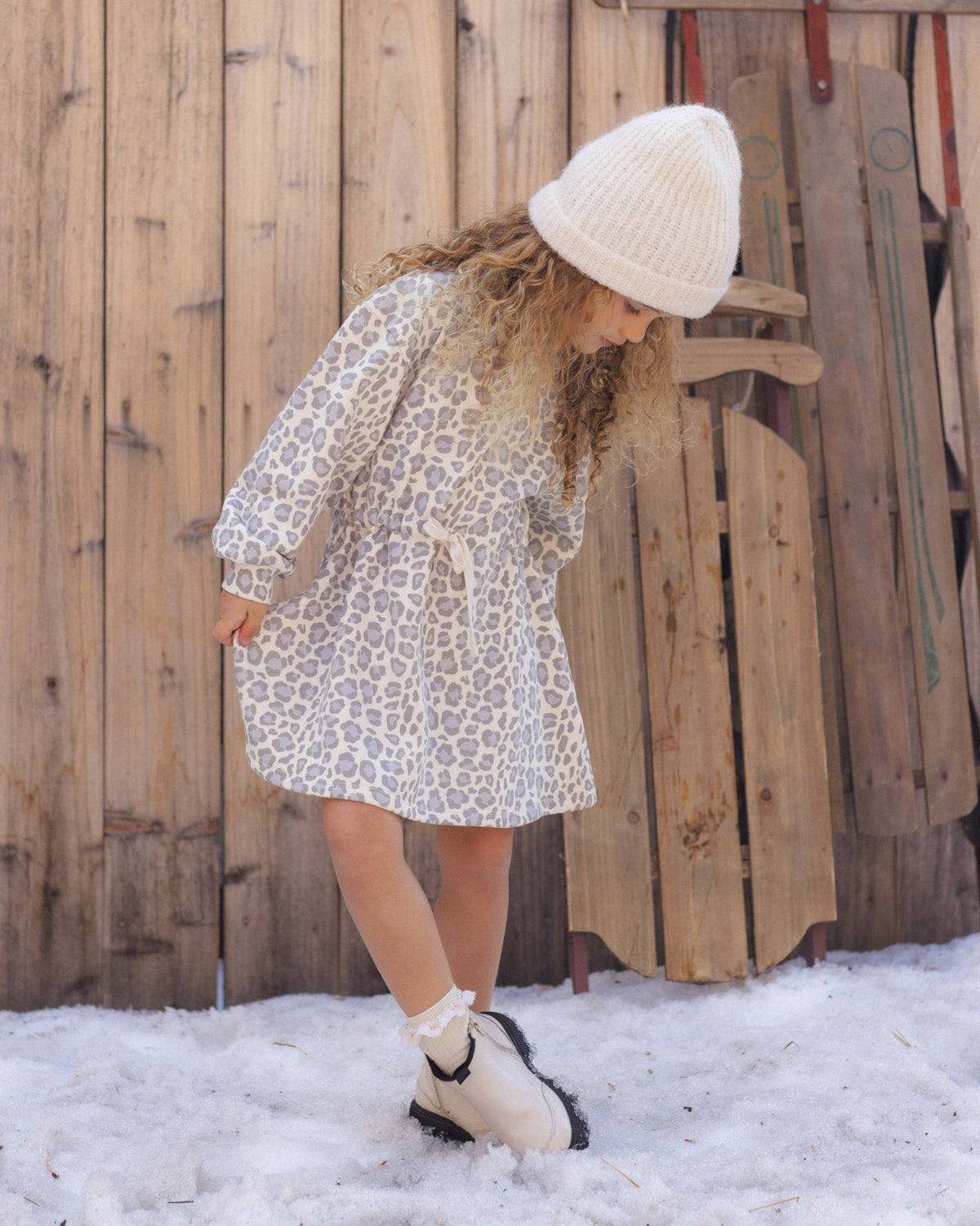 Tate Dress - Blue Leopard Natural