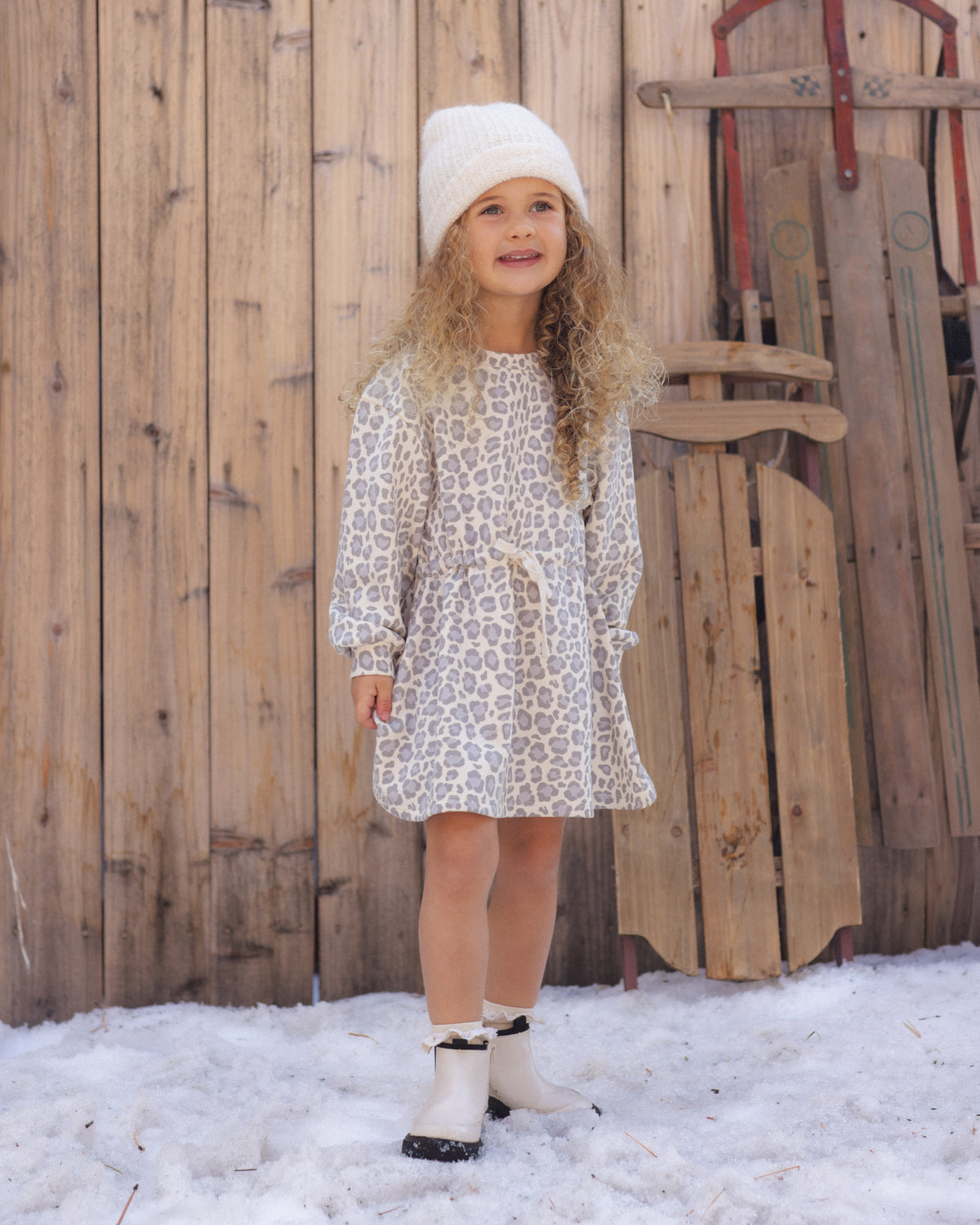 Tate Dress - Blue Leopard Natural